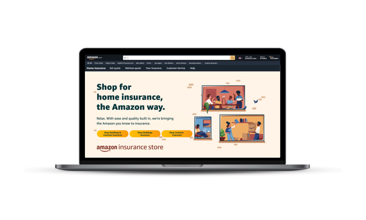 Image of the Amazon Insurance website on a laptop
