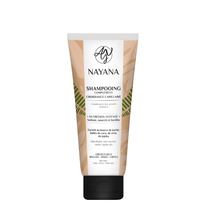 Le shampooing complément de croissance capillaire Nayana est un soin intensif qui favorise un cuir chevelu en meilleure santé, des racines fortifiées et des cheveux plus longs et plus sains.