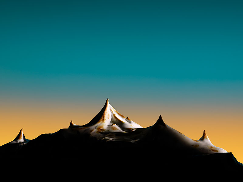 Baked meringues styled to look like mountains
