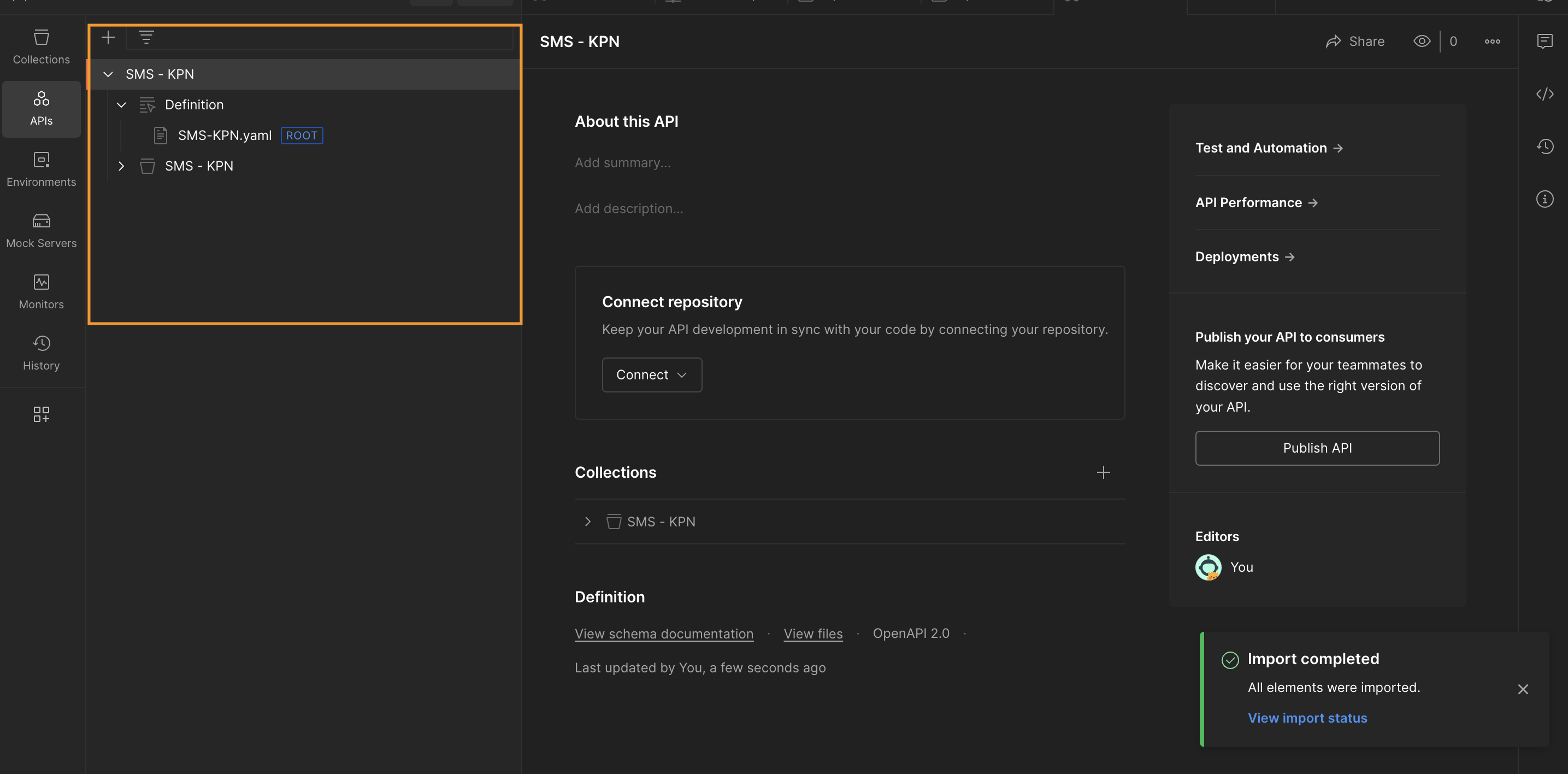 you will have imported API and Open API Specification in the postman