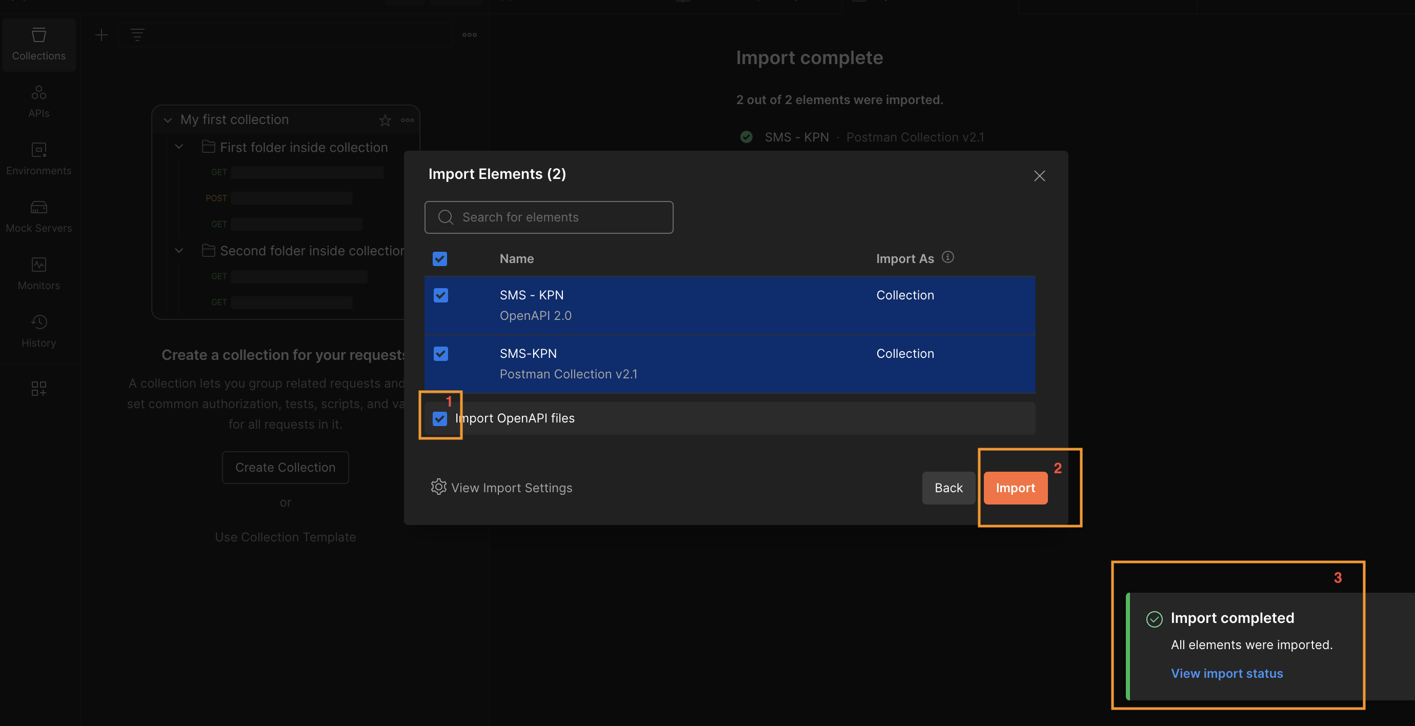 Select the checkbox Import OpenAPI files