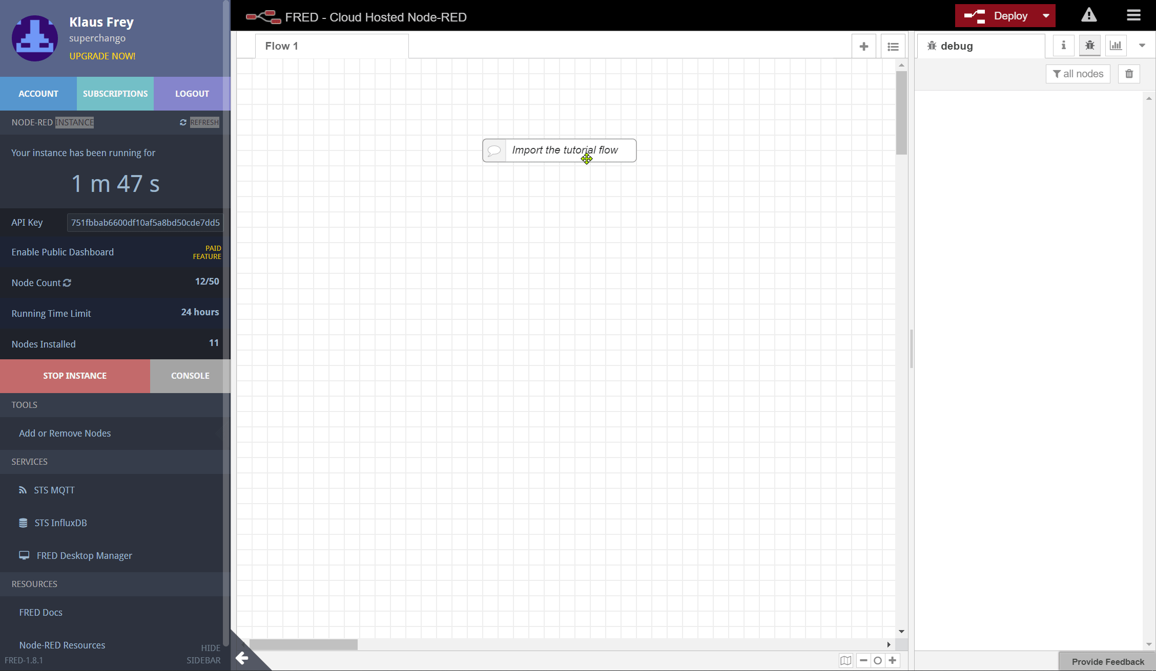 Tutorials Import credentials node cloud