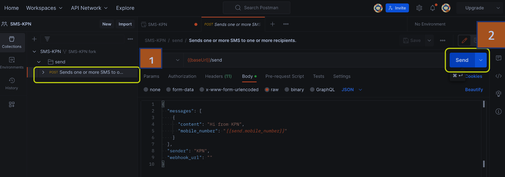 Move to the Endpoint in the collection