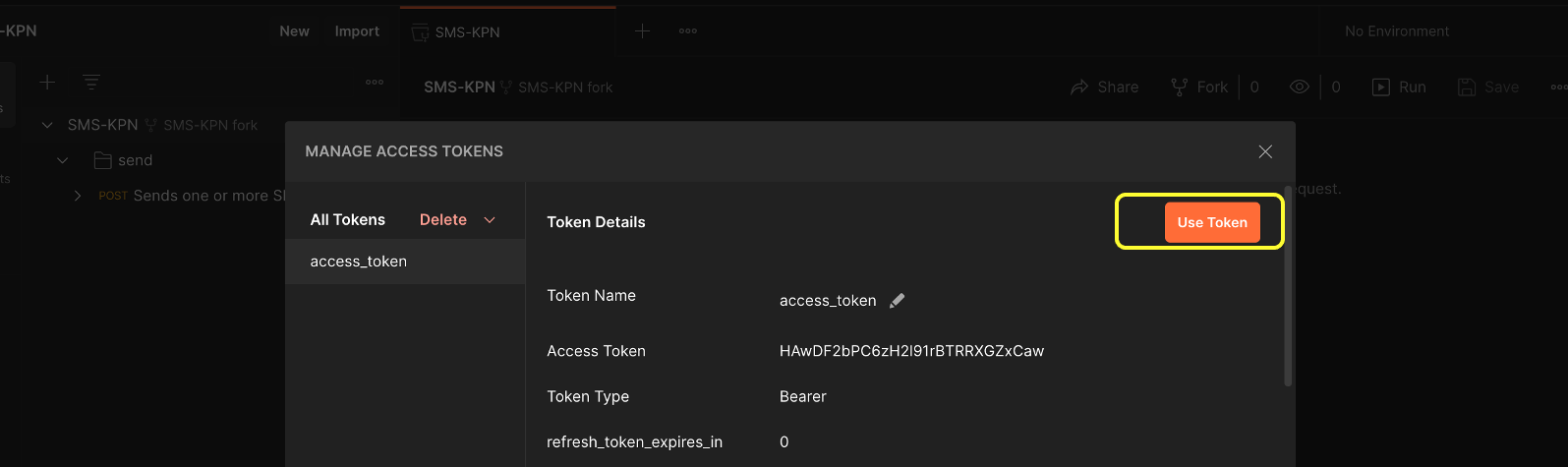 Click on Use Token