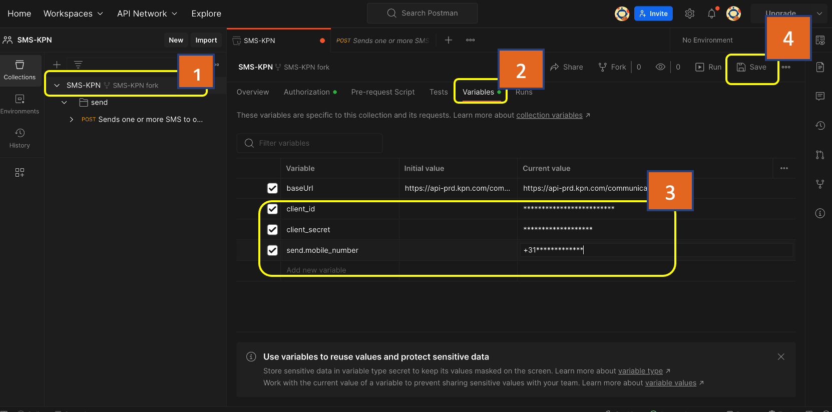 Click on Collections and choose the API Collection name