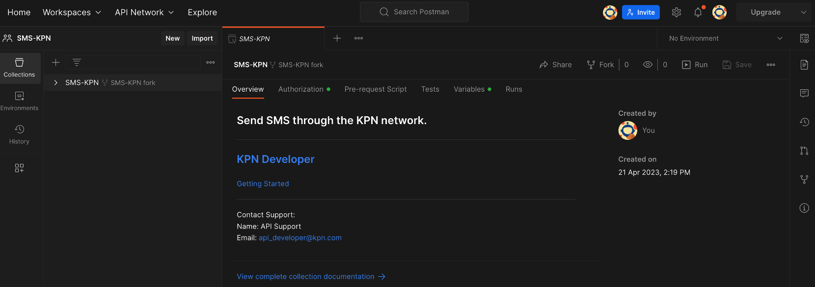 Postman collection is Forked in your local workspace of Postman