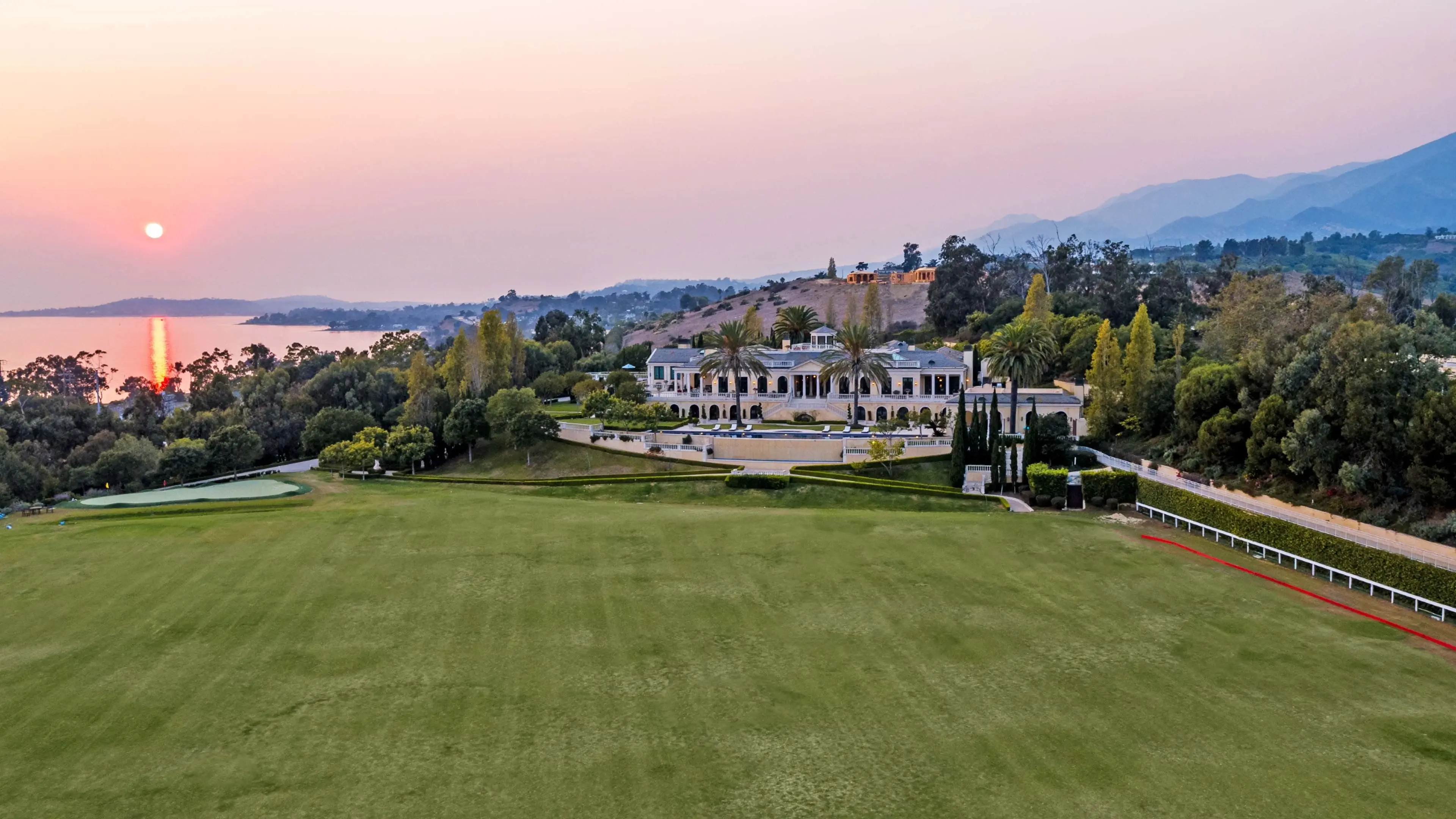 Hero image for Situated atop a private 20-acre oceanview bluff in exclusive Montecito near Santa Barbara, 120 Montecito Ranch Lane will auction online next month.