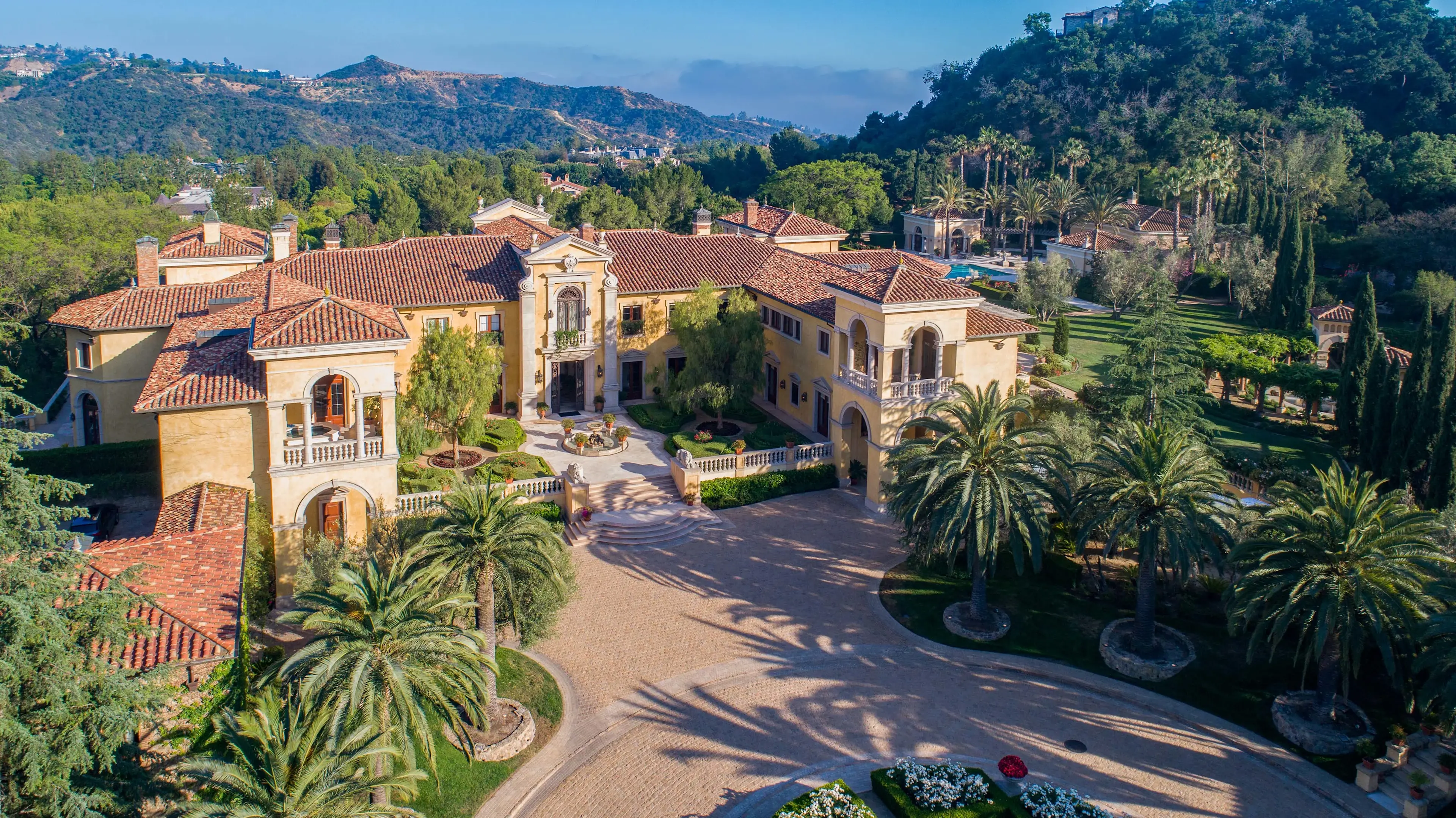 Hero image for Listed for $160 million and set on over nine pristine acres across three lots in Beverly Hills, California, Villa Firenze will auction next month.
