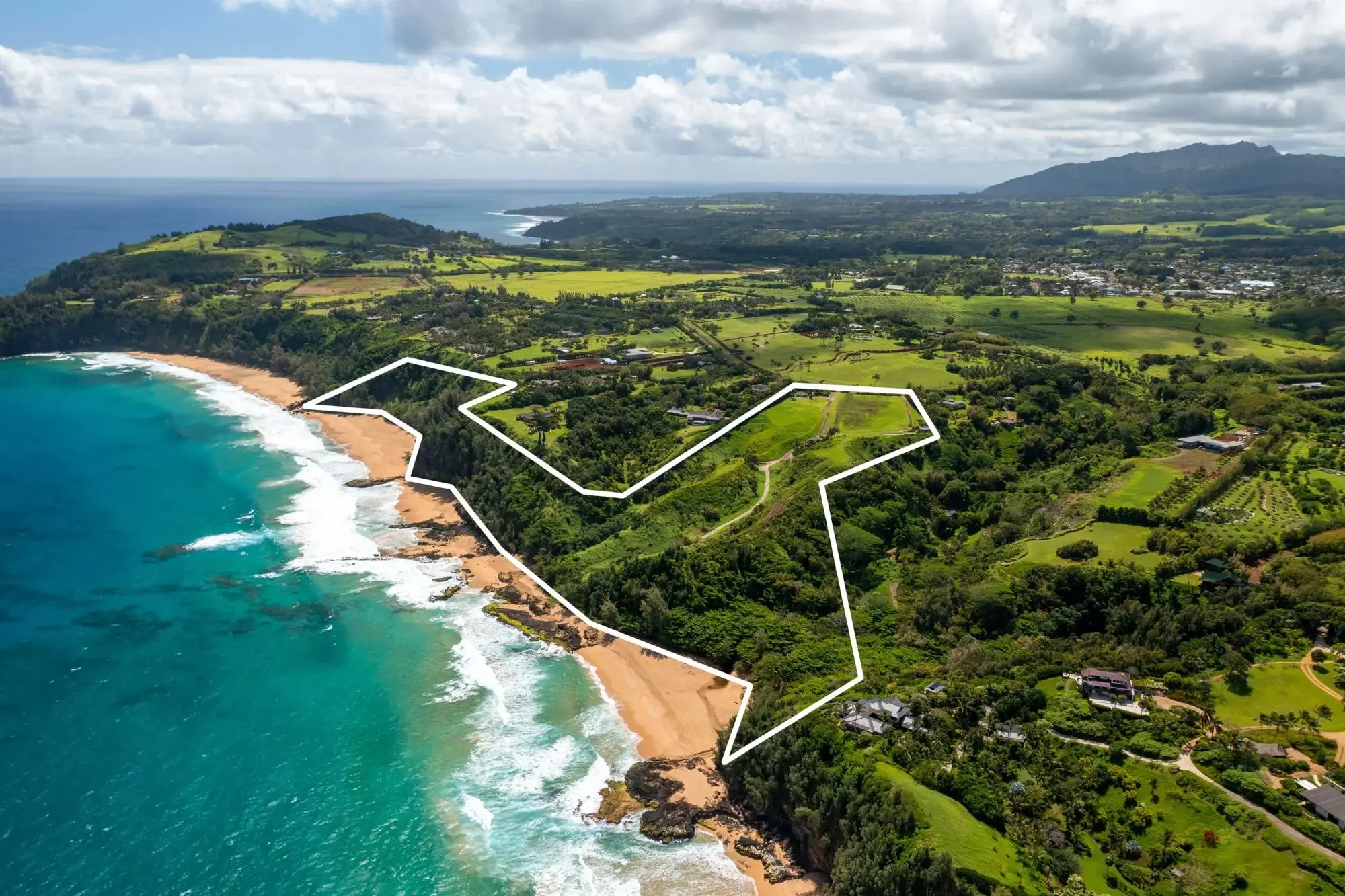 Located on Kauai’s most exclusive street, this oceanfront property offers 34± ac for development of 5+ homes & boasts unparalleled direct access to world-renowned Secret Beach.