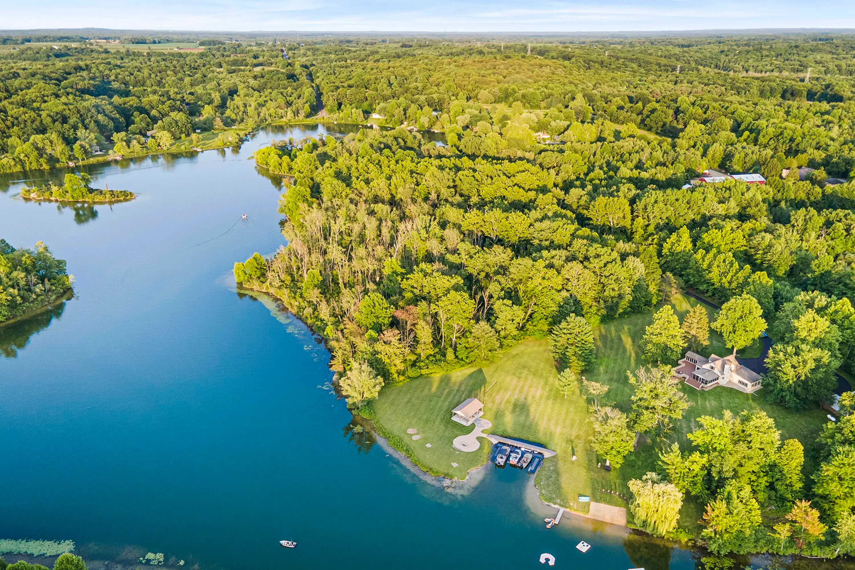 This 593-acre world class hunting retreat 15 minutes from SE Lake Michigan is a sanctuary habitat for turkeys and whitetail deer with accommodations for 50+ guests.