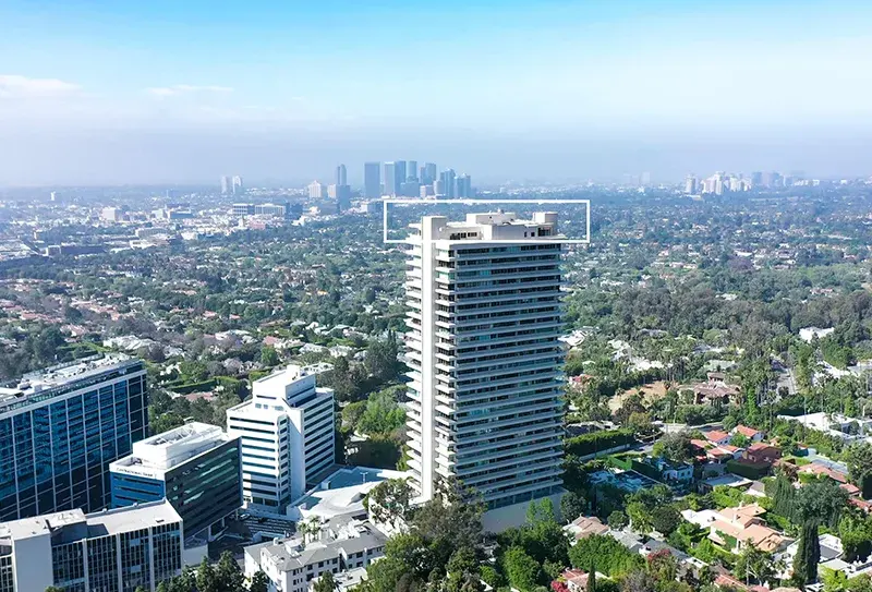 A once-in-a-lifetime 32nd-floor Penthouse in the exclusive Sierra Towers awaits, with panoramic views of the Sunset Strip, Downtown LA, and more, & 11,000sf of unlimited potential.