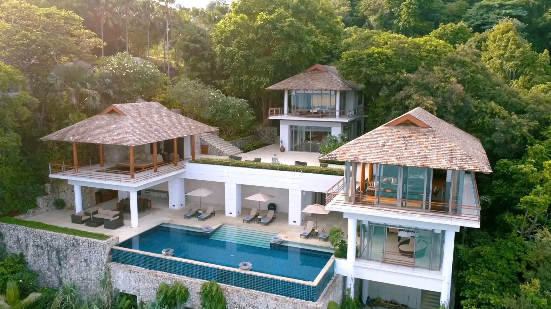 Welcome to paradise at Villa Wang Nam Jai, a resort-style Phuket estate that makes every day feel like a vacation with panoramic 270-degree views across Andaman Sea. This luxury villa is spread over three main levels. It offers a total of 2,200 square met