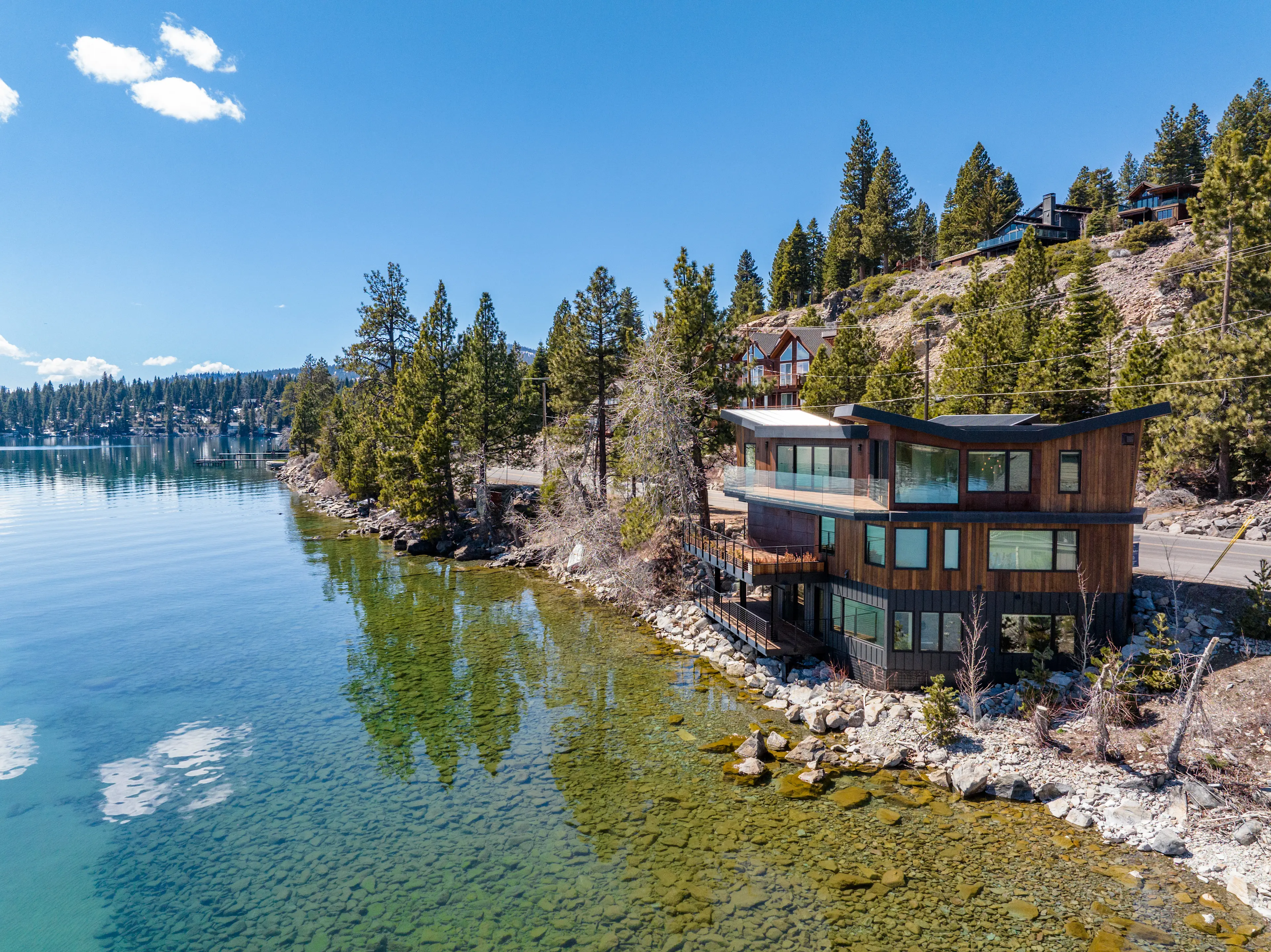 A brand-new lakefront estate in Tahoe Vista sold for $6.3M with 12 competitive bidders