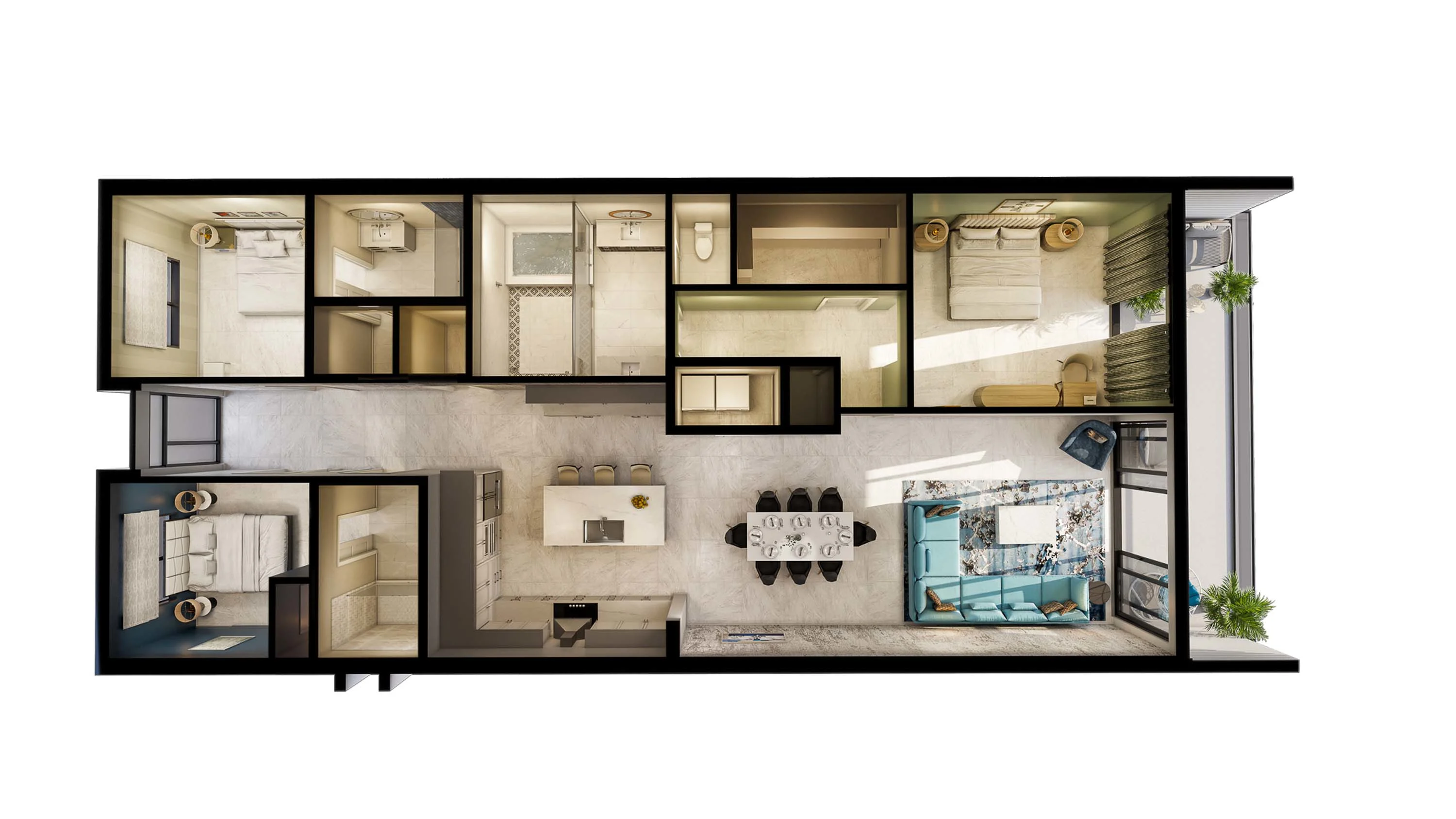 Harbor Island Beach Club, Building A | 3051 Hafen Lane, Melbourne Beach, Florida 32951 - 10_-_12-3D_Floor_Plan_-_Unit_B_ivkqdj