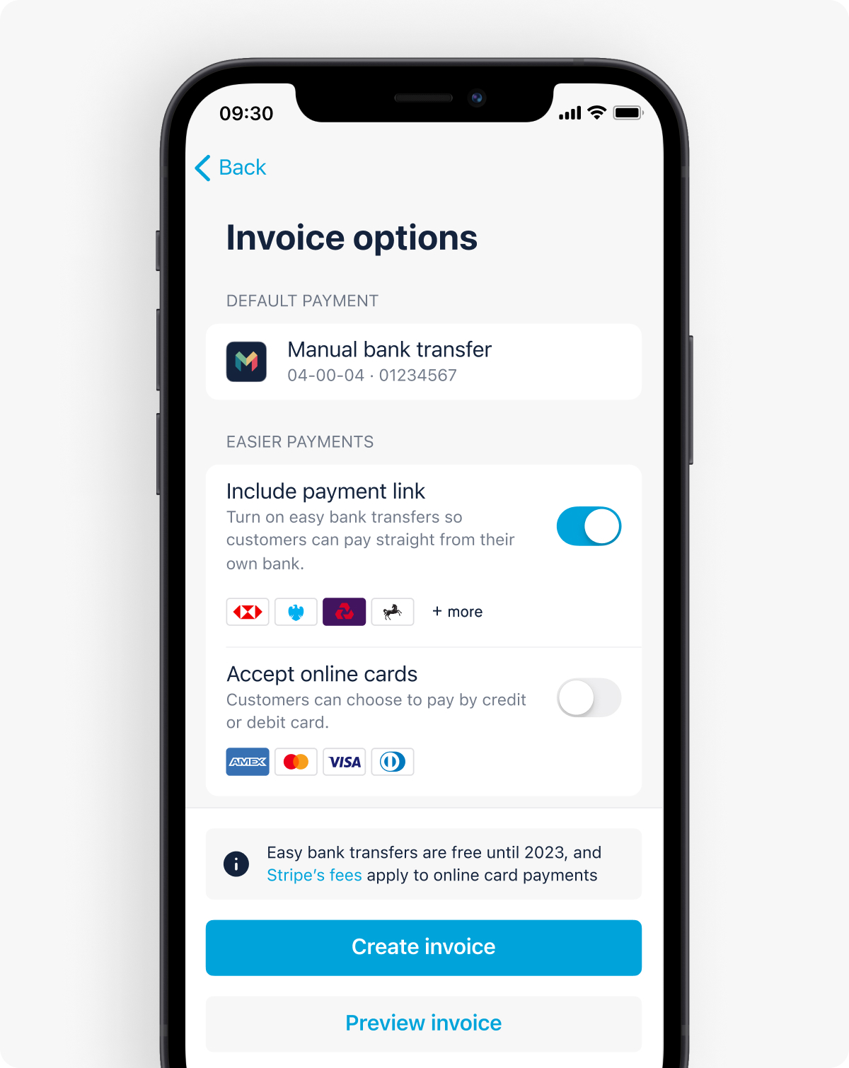 Invoice payment options