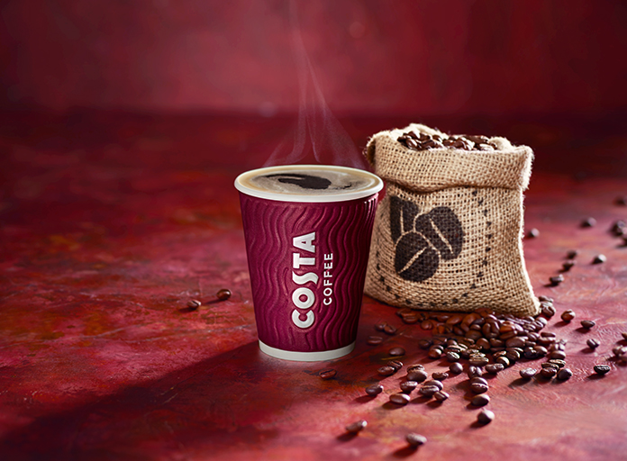 Costa Coffee take away cup with beans