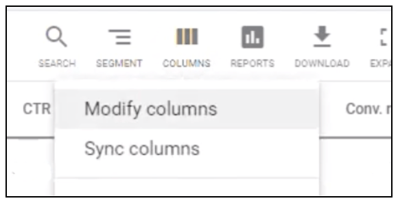 Modify-columns-menu