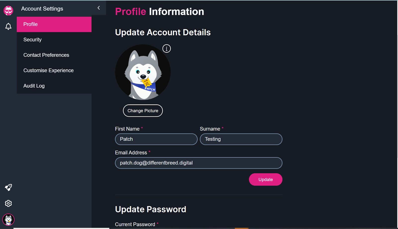 Profile Information Screenshot