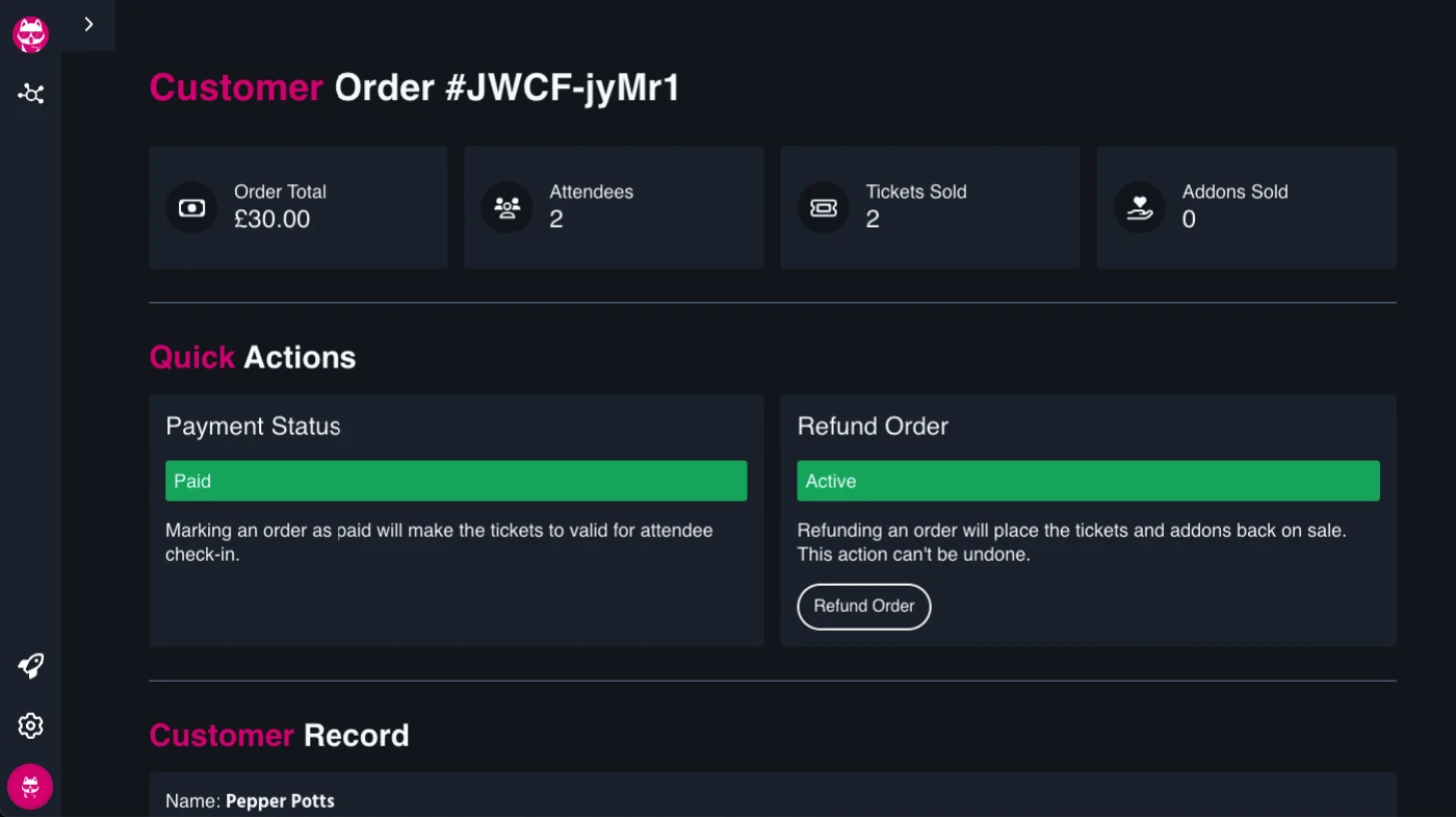 Ticket Checkin Interface Screenshot