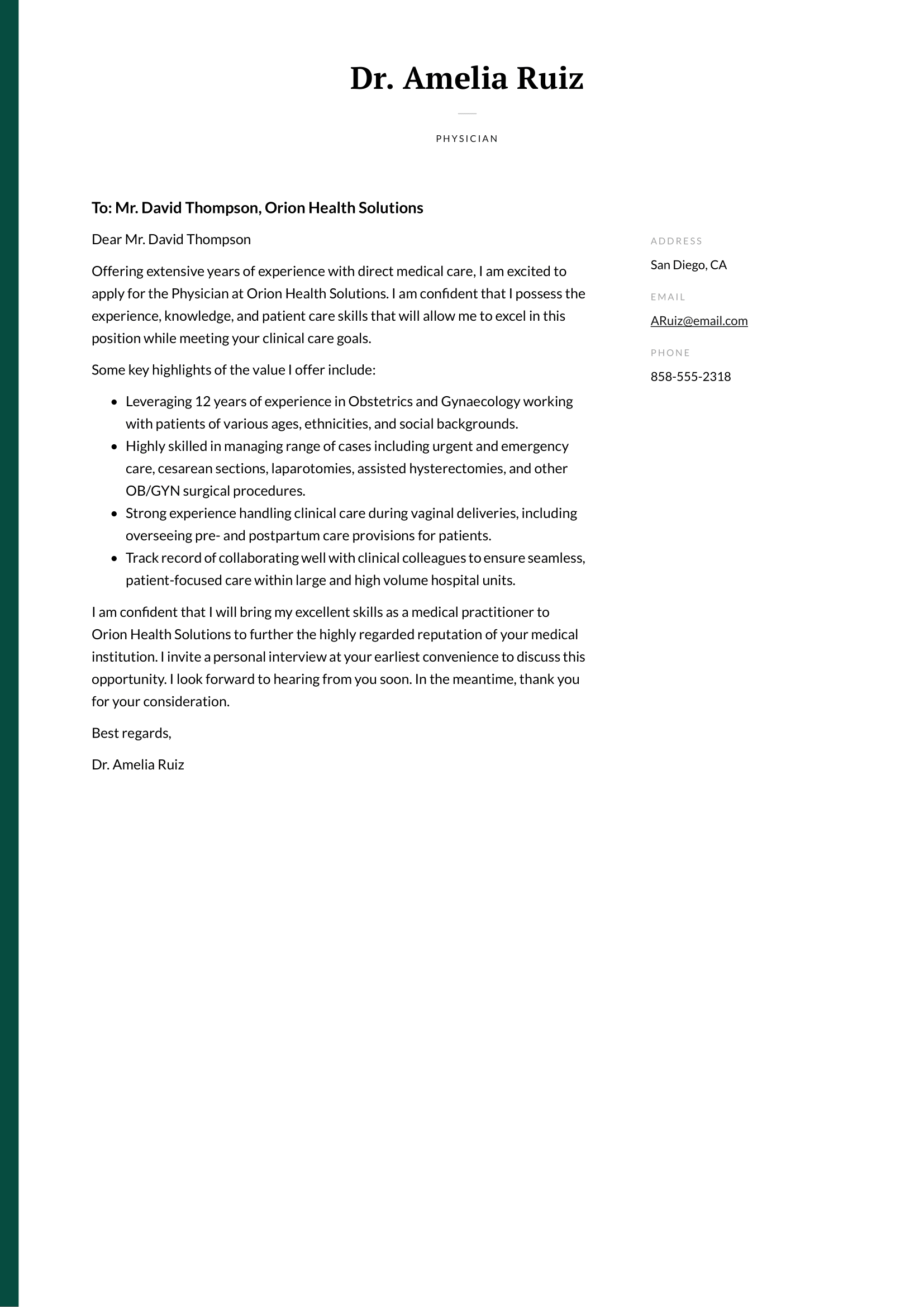 Physician Cover Letter Example & Writing Guide