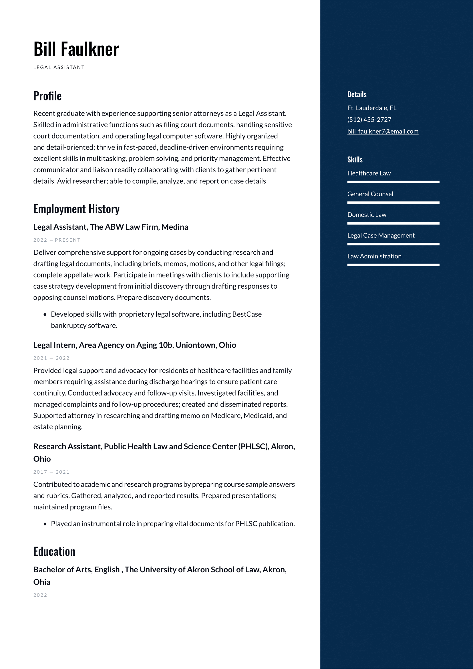 Legal Assistant Resume Example & Writing Guide