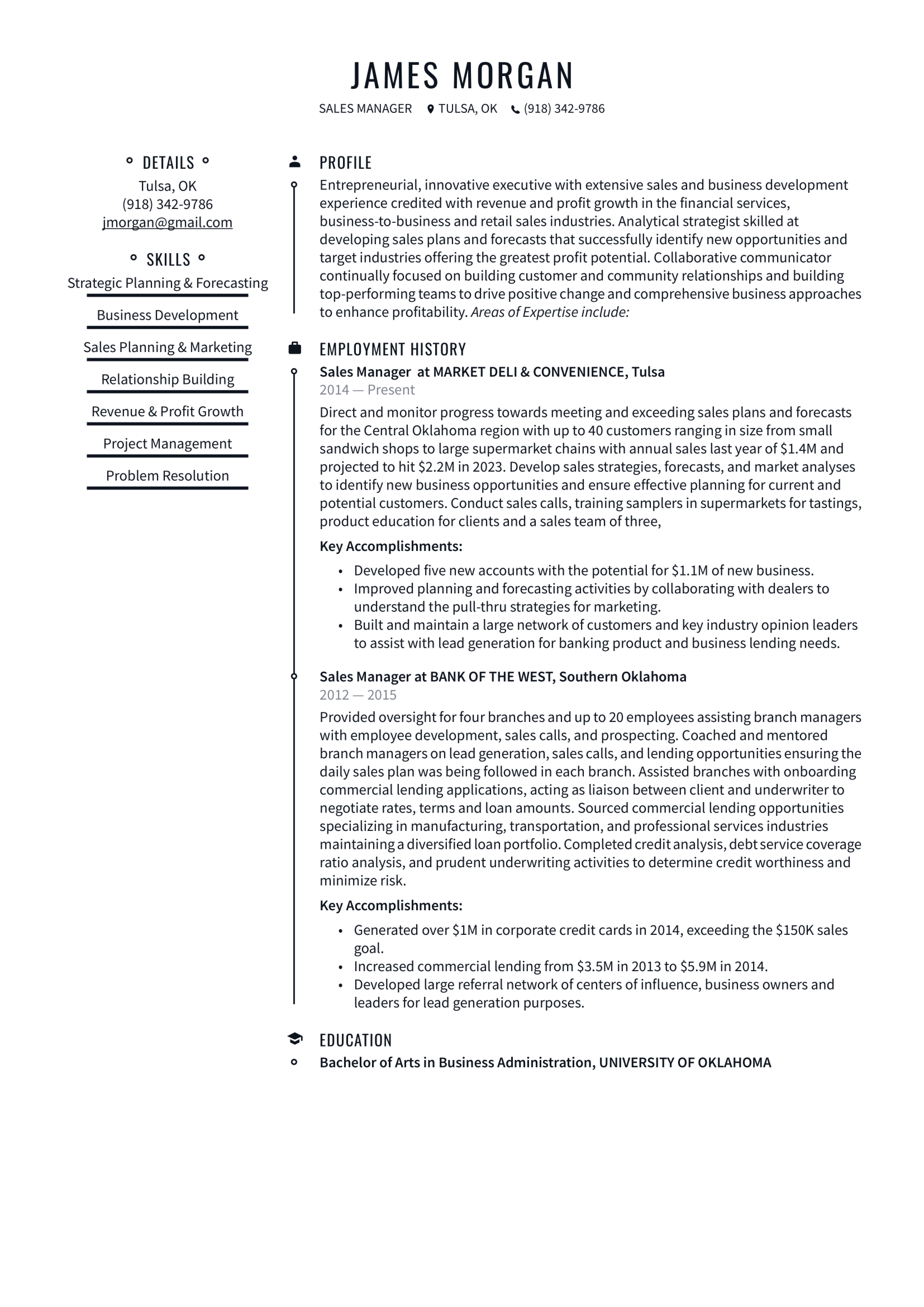 Sales Manager Resume Example & Writing Guide