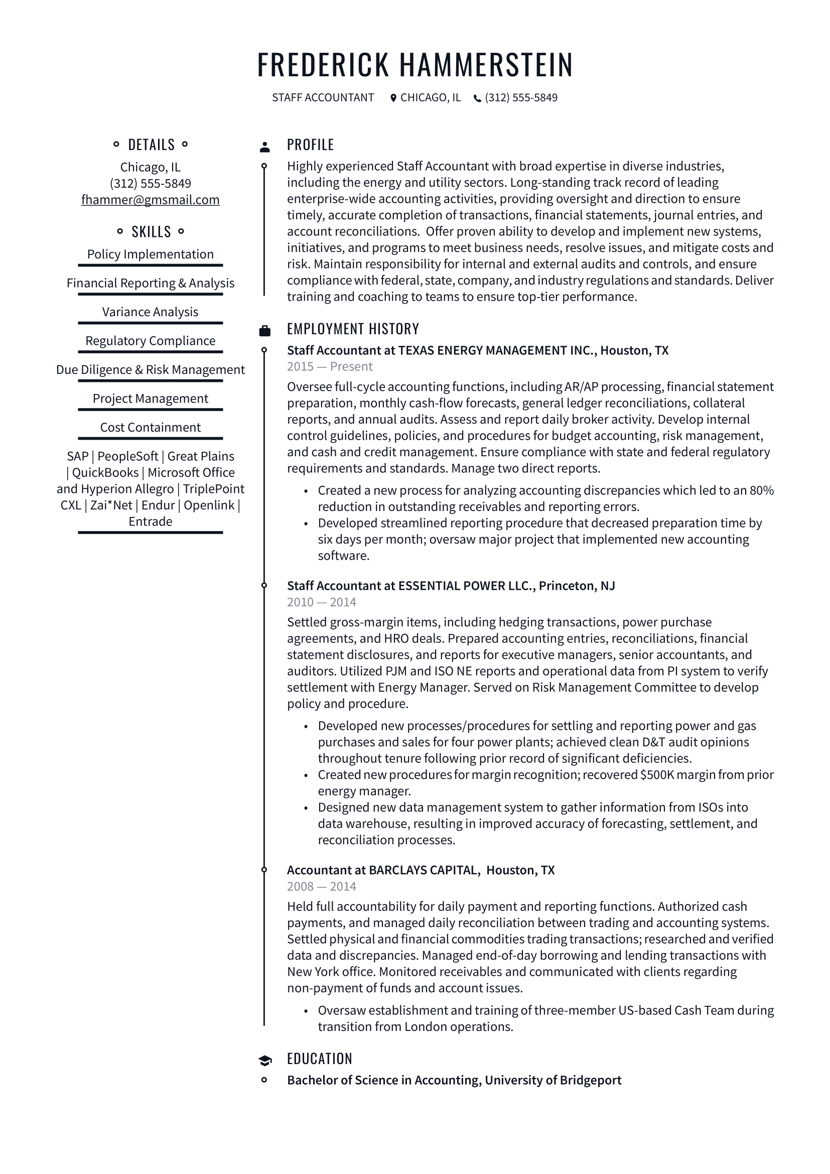 Staff Accountant Resume Example & Writing Guide