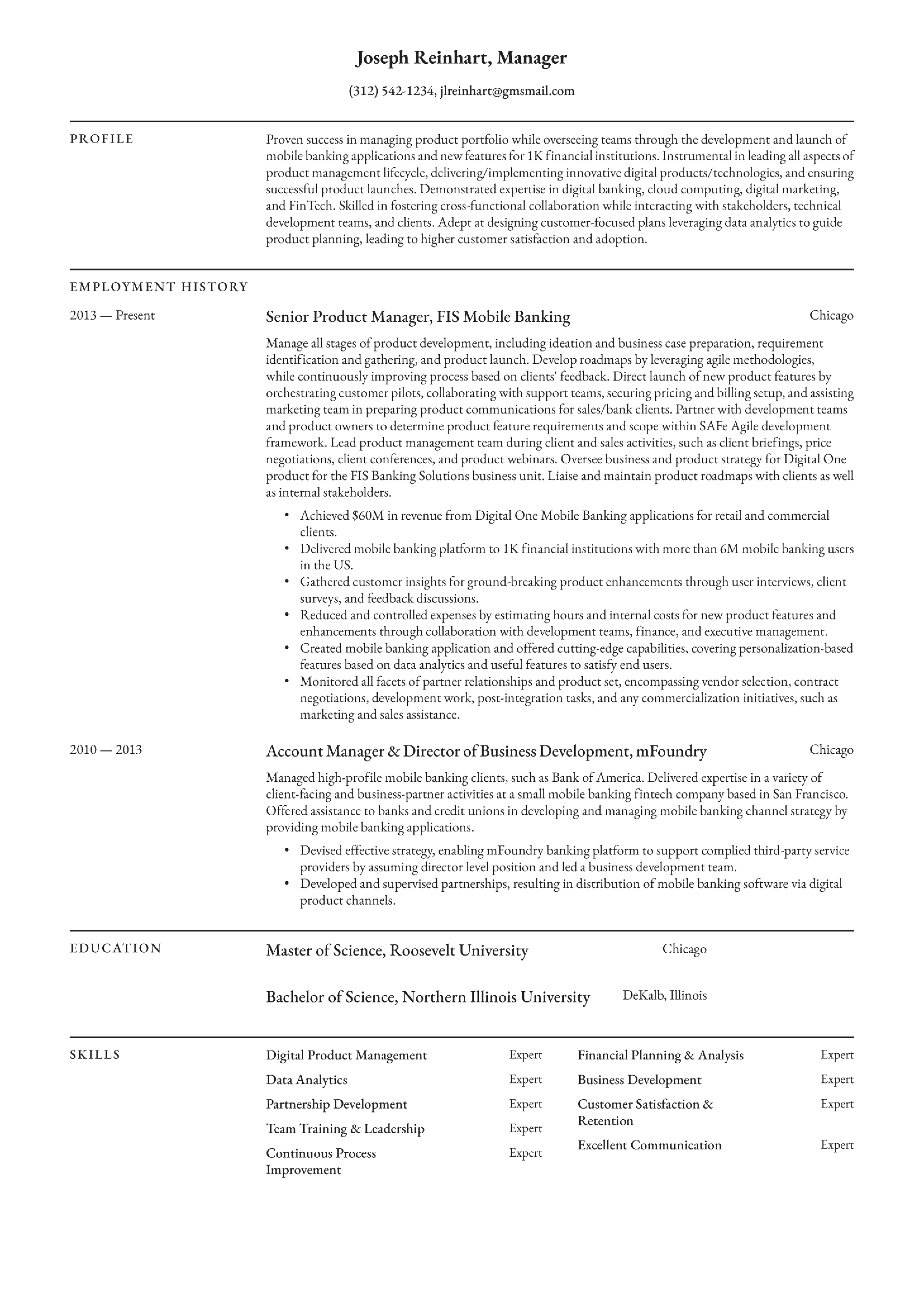 Manager Resume Example 