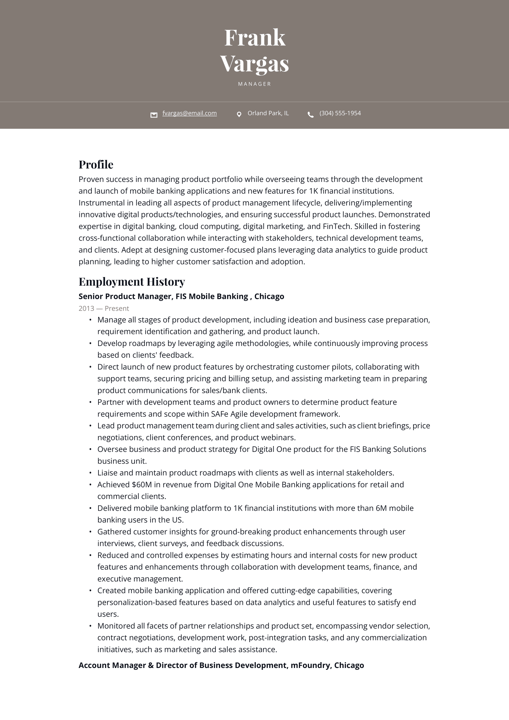 Manager Resume Example 