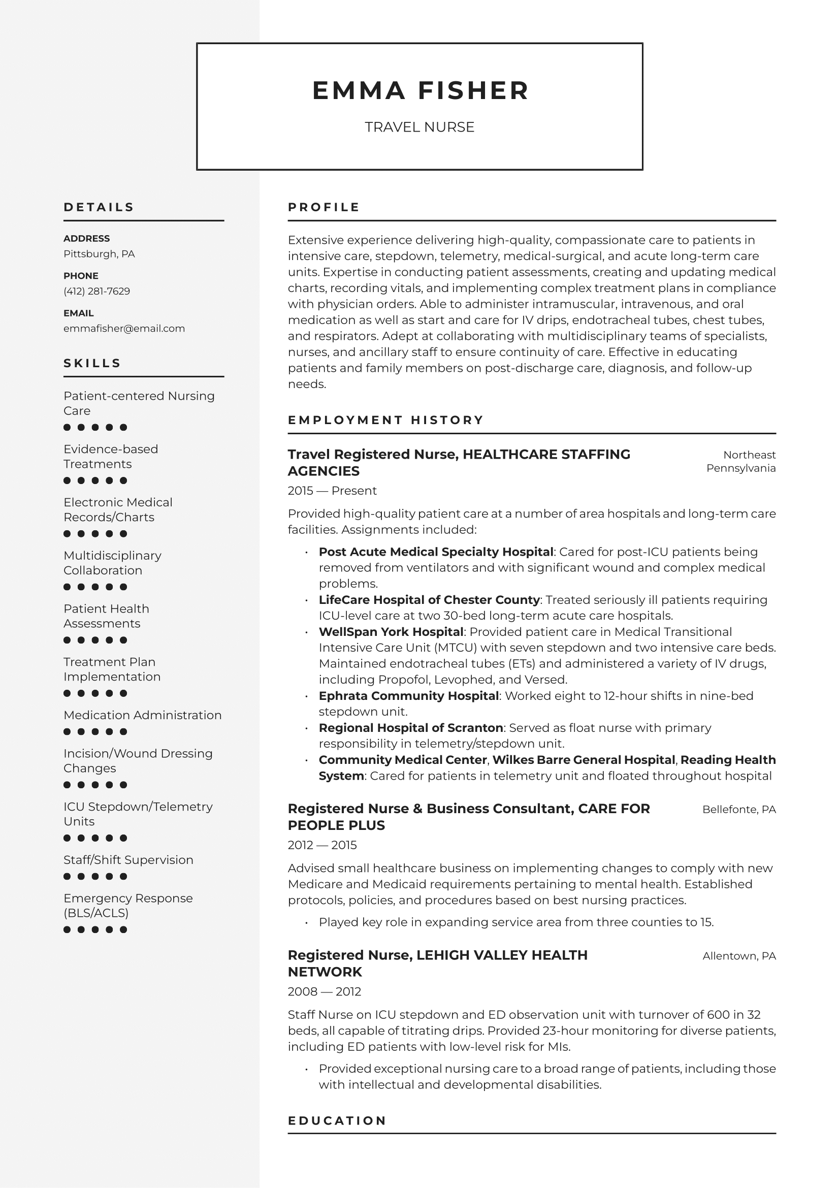 Travel Nurse Resume Example & Writing Guide