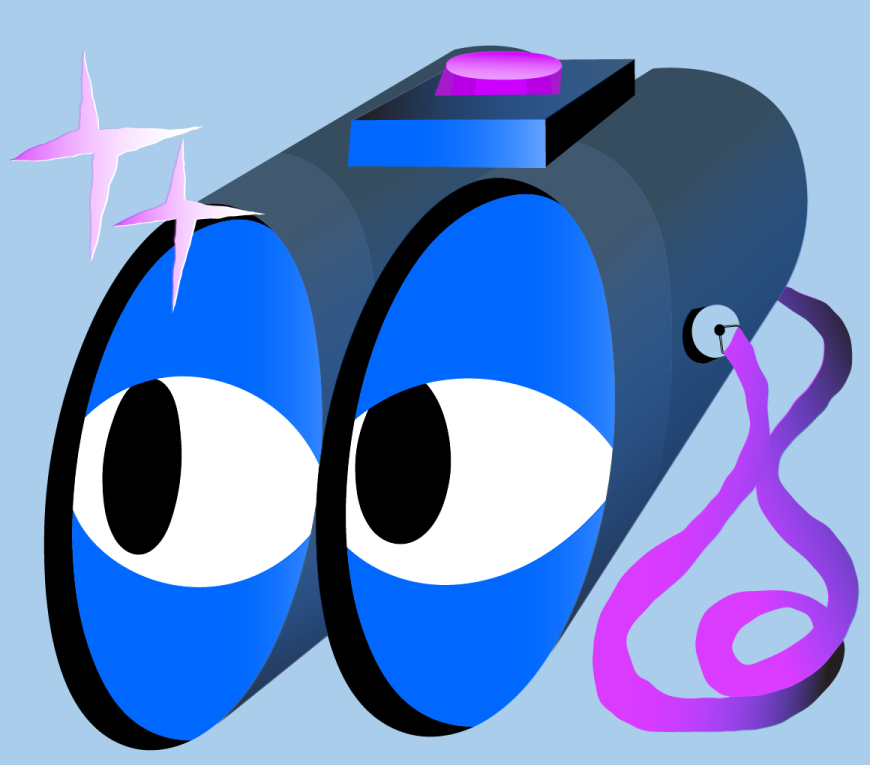 Illustration of binoculars with eyes in them 