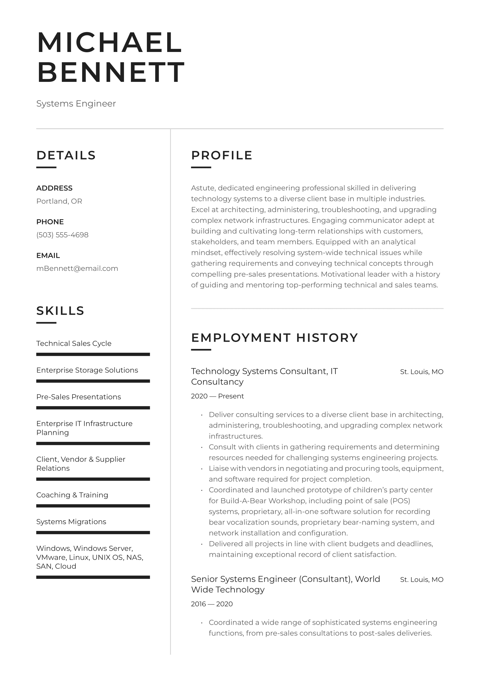 Systems Engineer Example & Writing Guide