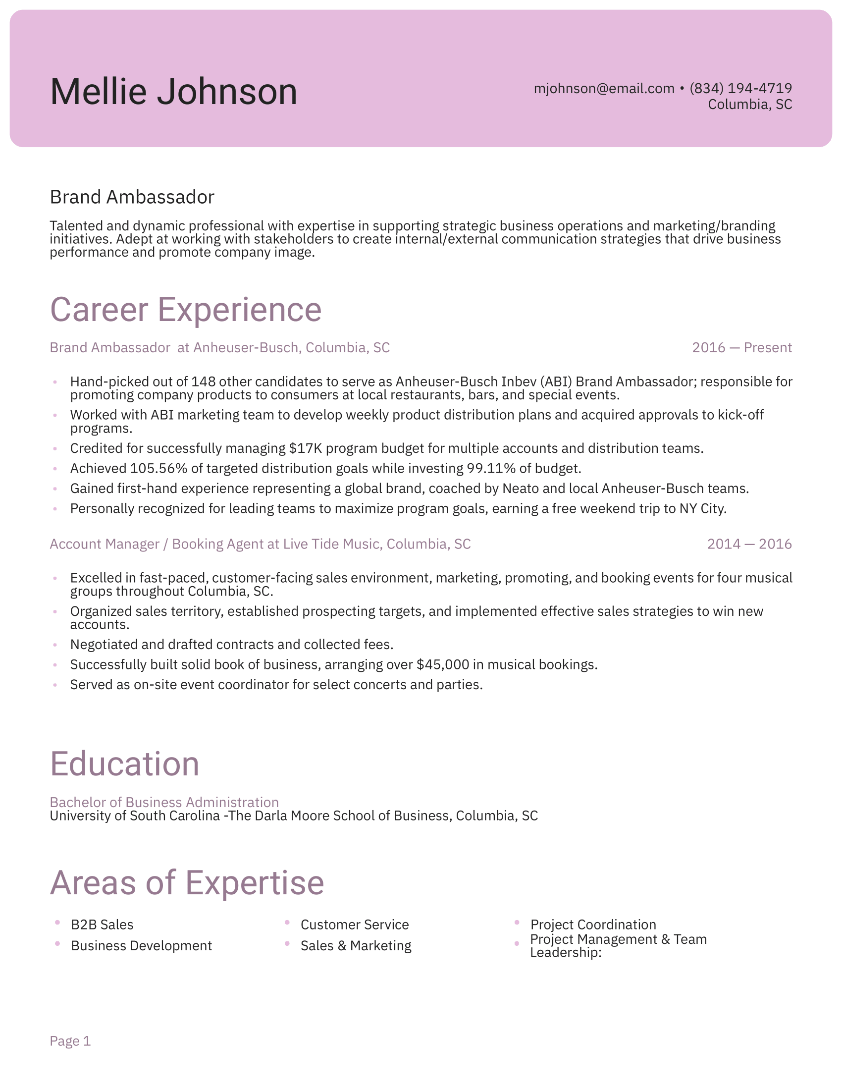 Brand Ambassador Resume Example & Writing Guide