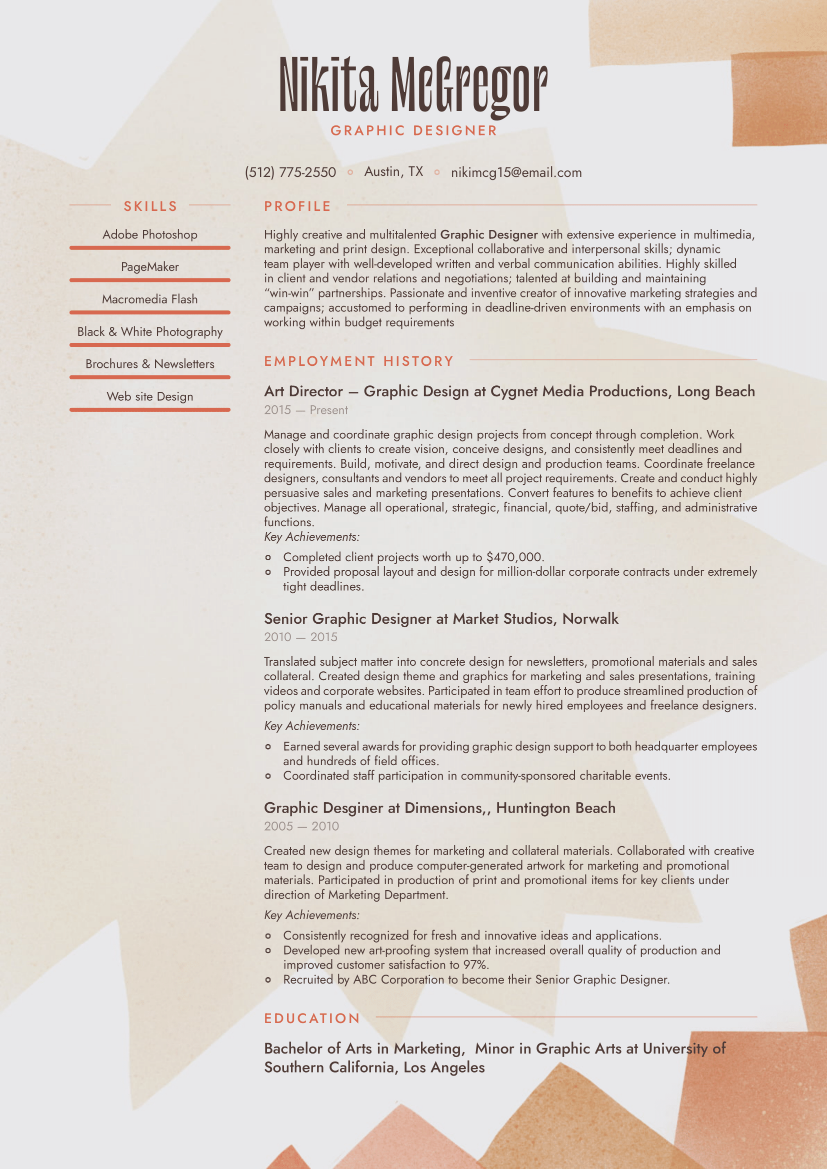 Graphic Designer Resume Example & Writing Guide