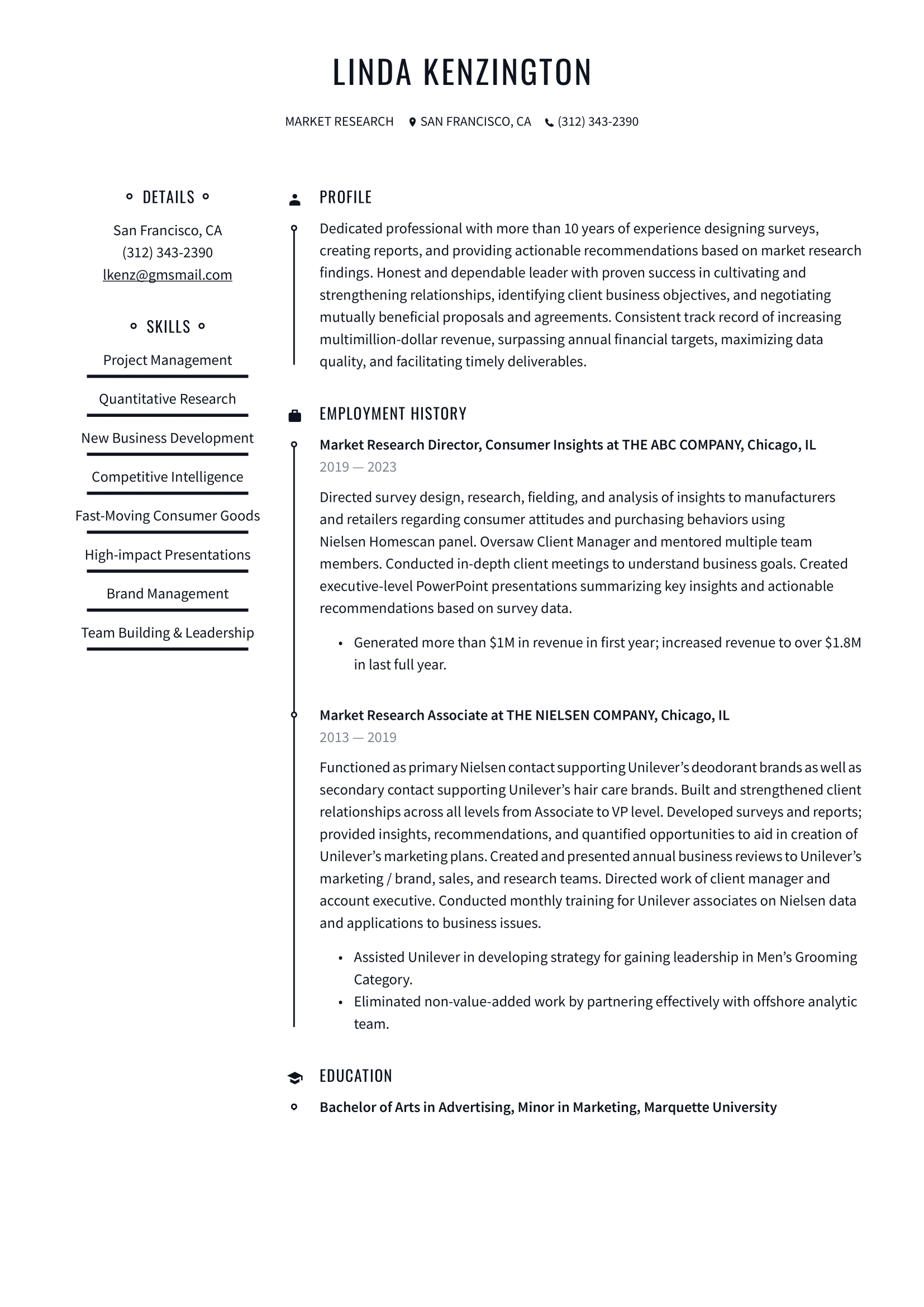 Market Research Resume Example & Writing Guide