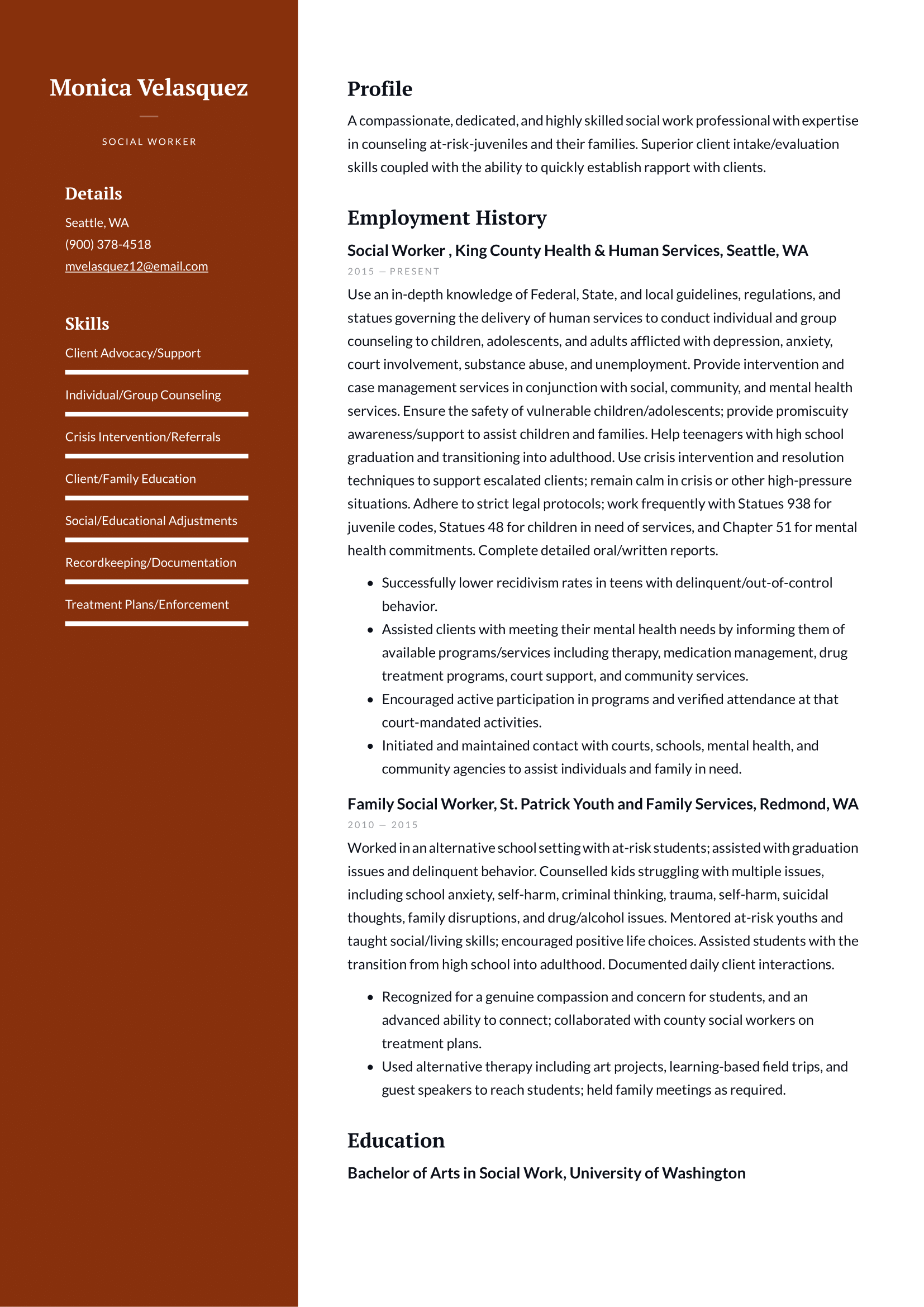 Social Worker Resume Example & Writing Guide