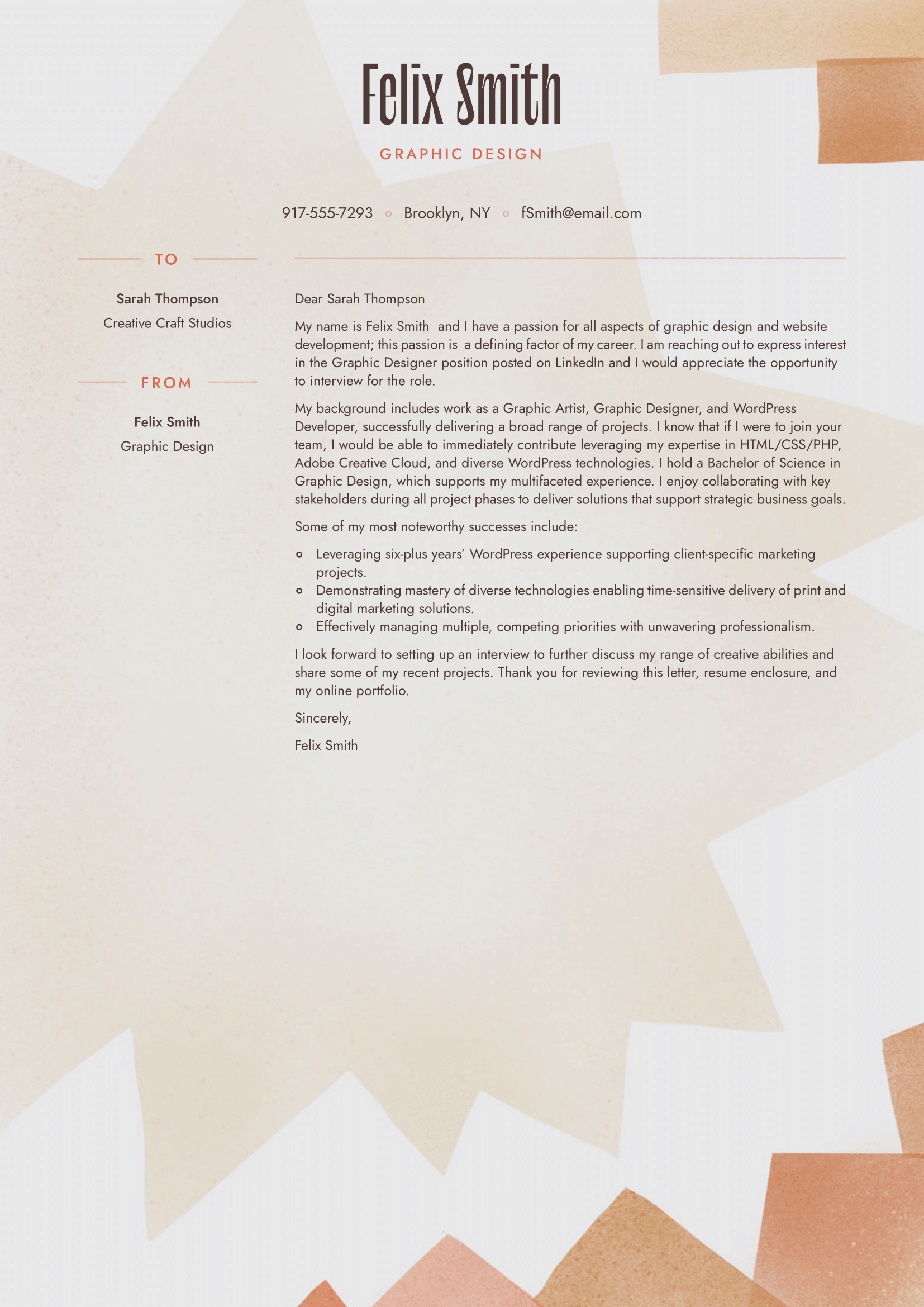 Graphic Design Cover Letter Example & Writing Guide