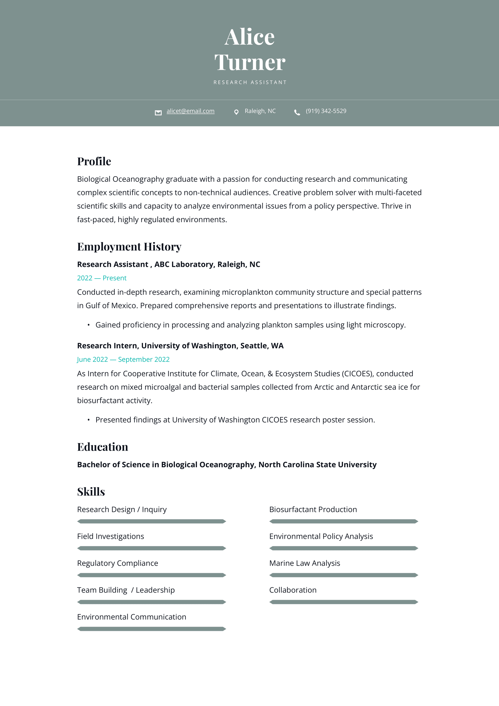 Research Assistant Resume Example & Writing Guide