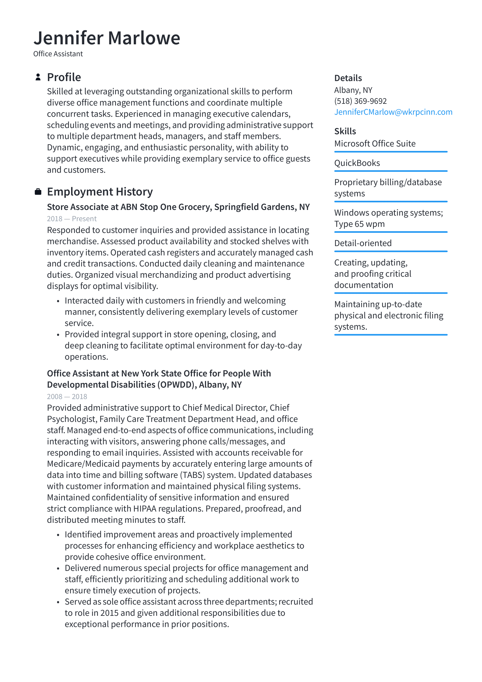 Office Assistant Resume Example and Writing Guide