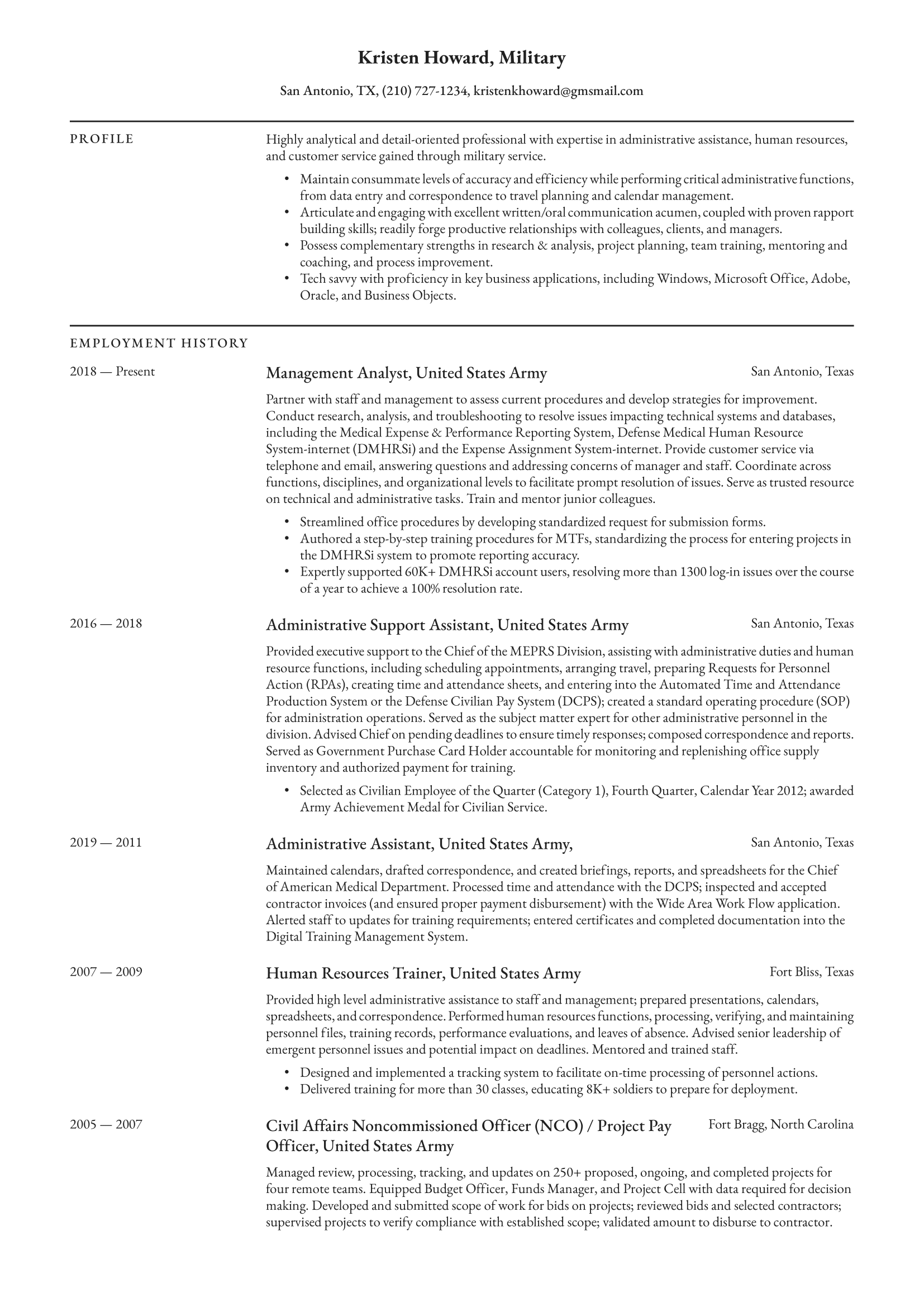 Military Resume Example & Writing Guide