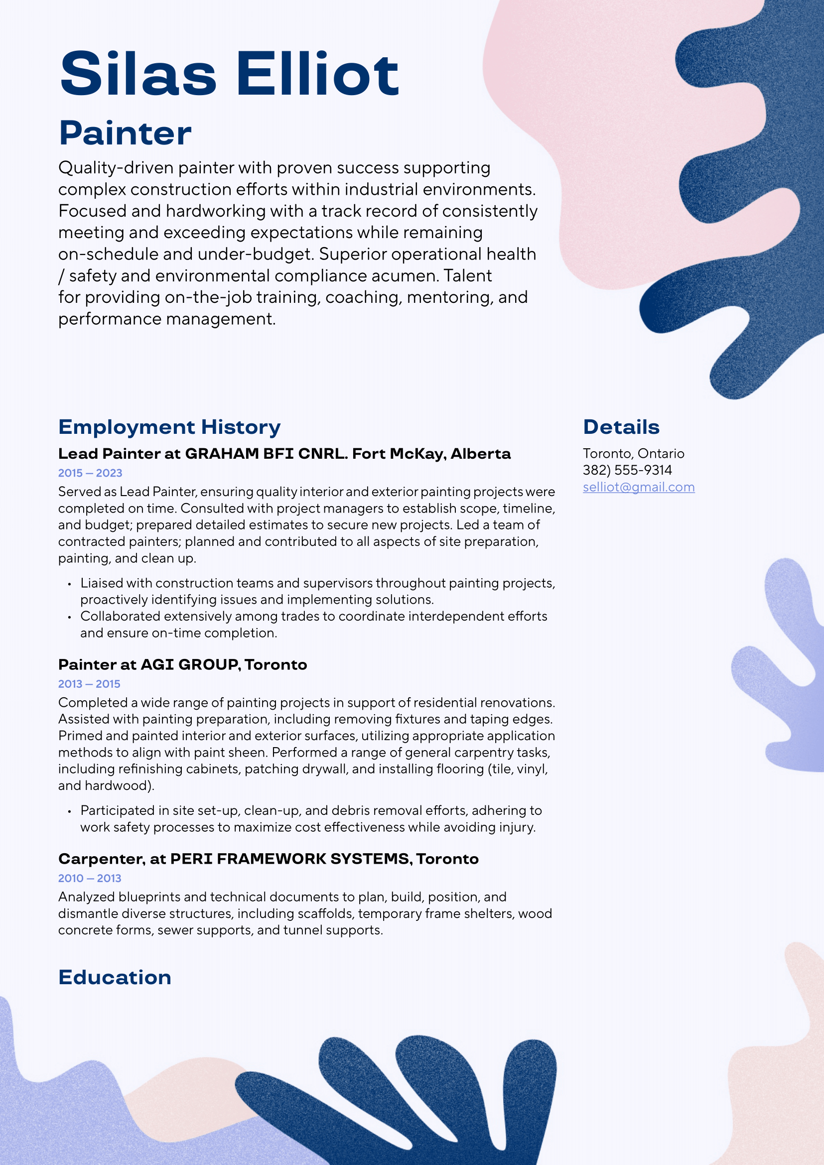 Painter Resume Example and Writing Guide