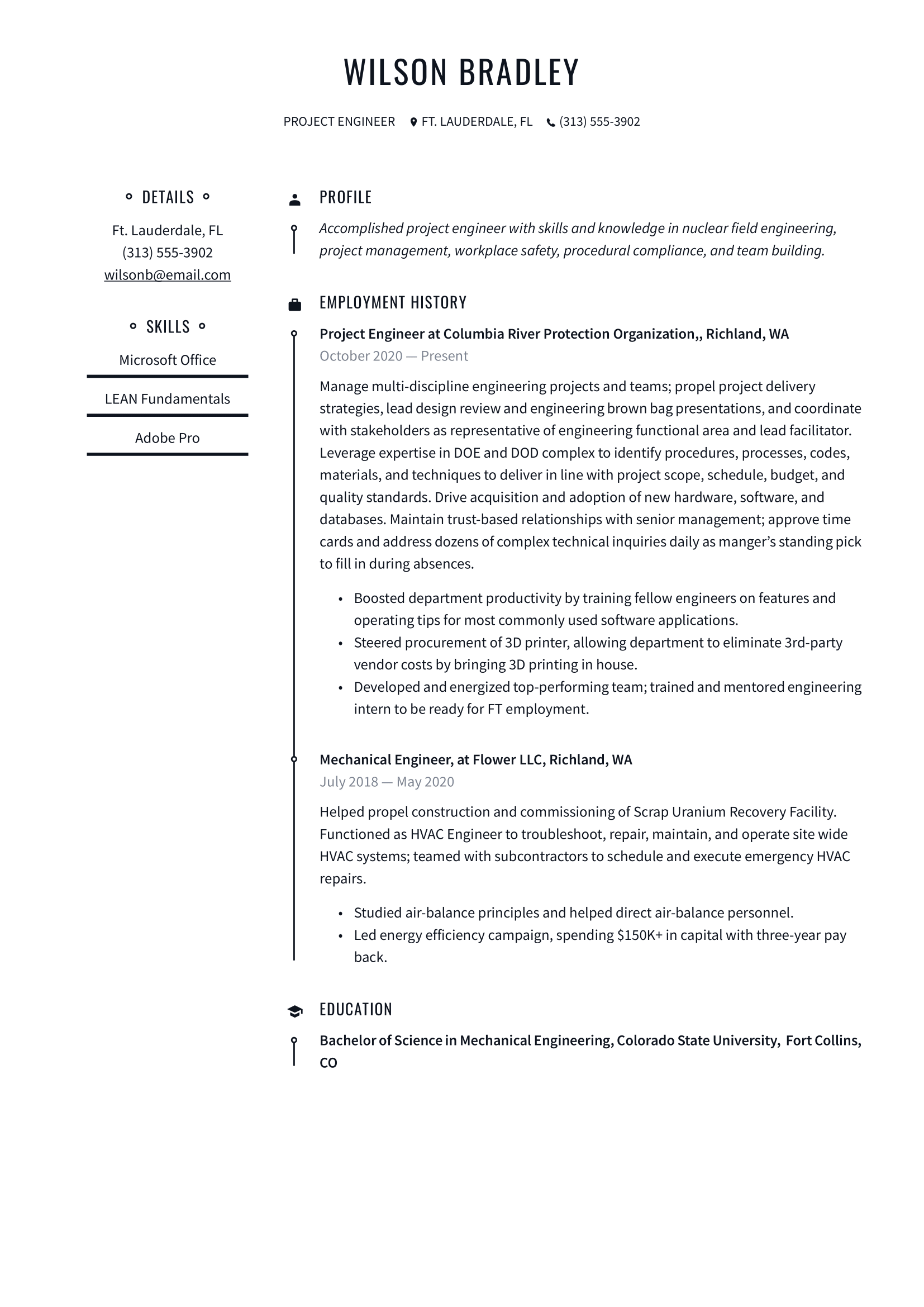 Project Engineer Resume Example And Writing Guide