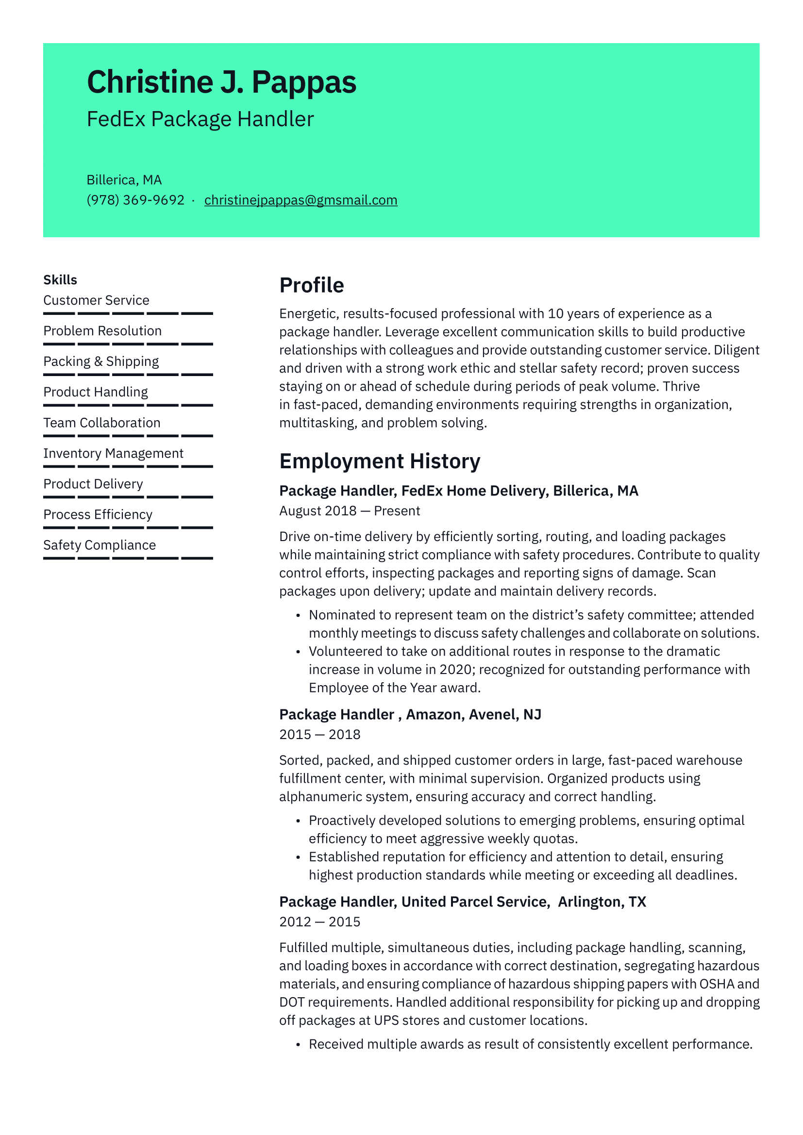 FedEx Resume Example & Writing Guide