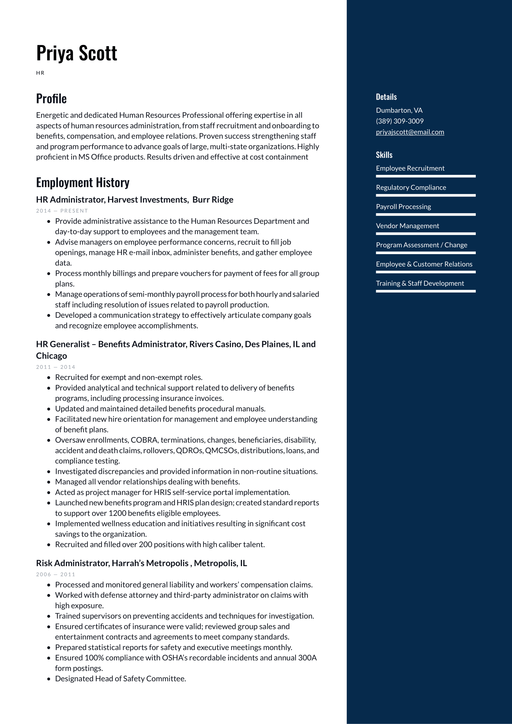 HR Resume Example & Writing Guide