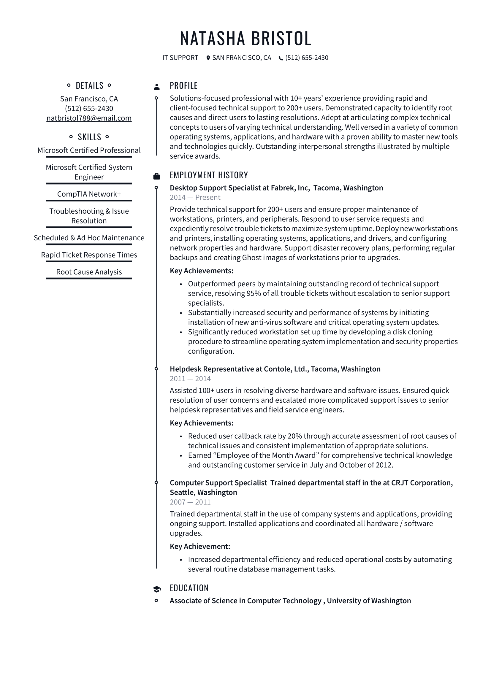 IT Support Specialist Resume Example & Writing Guide