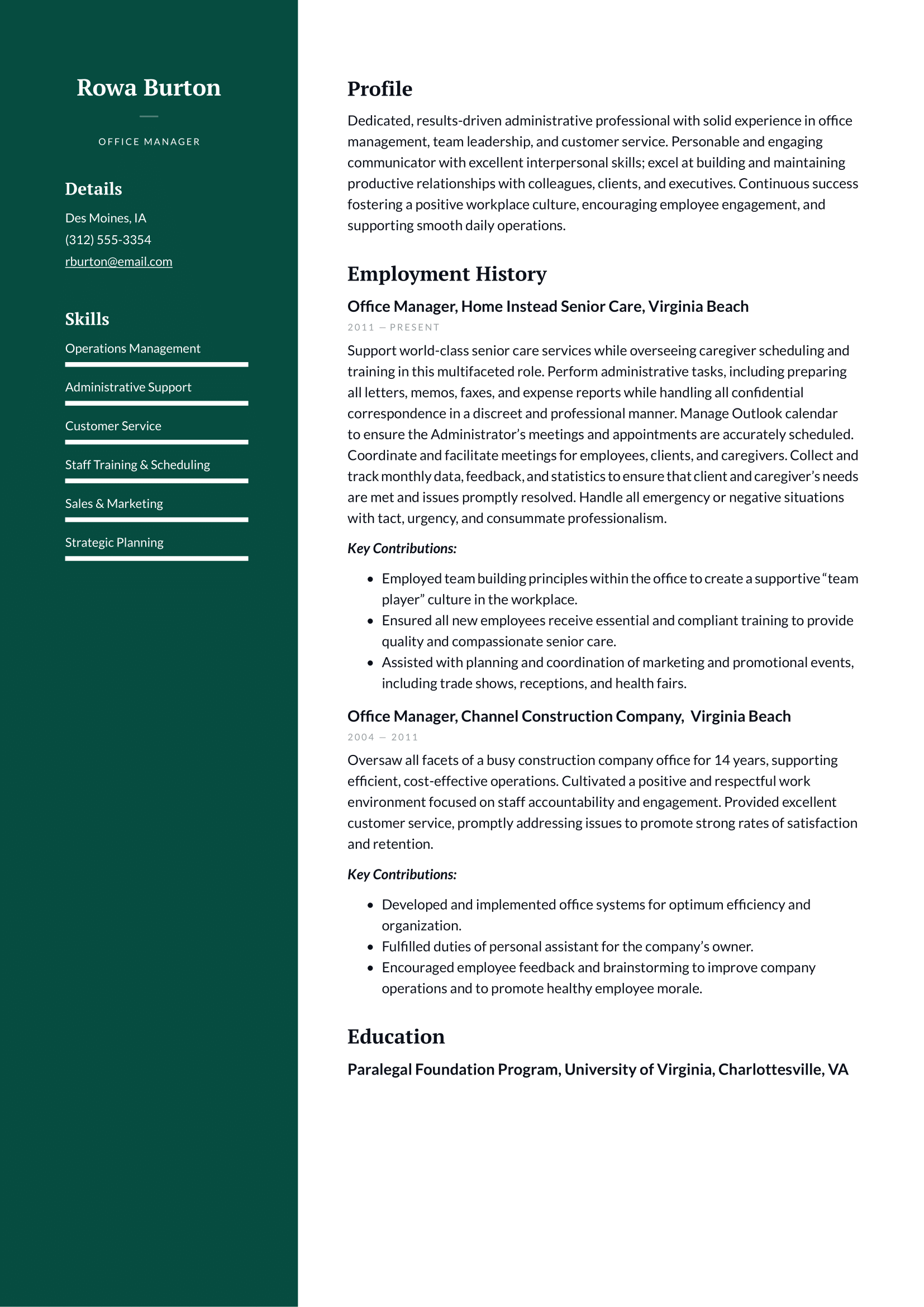 Office Manager Resume Example & Writing Guide