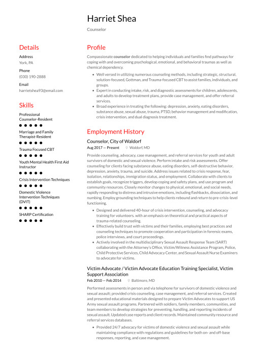 Counselor Resume Example & Writing Guide