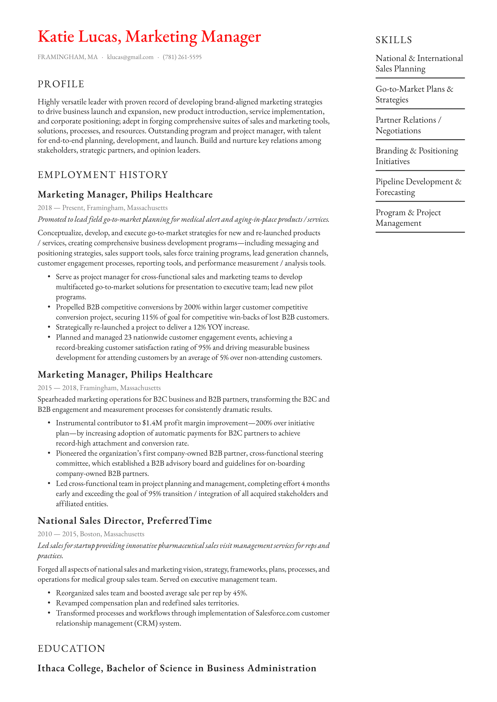 Marketing Manager Resume Example & Writing Guide