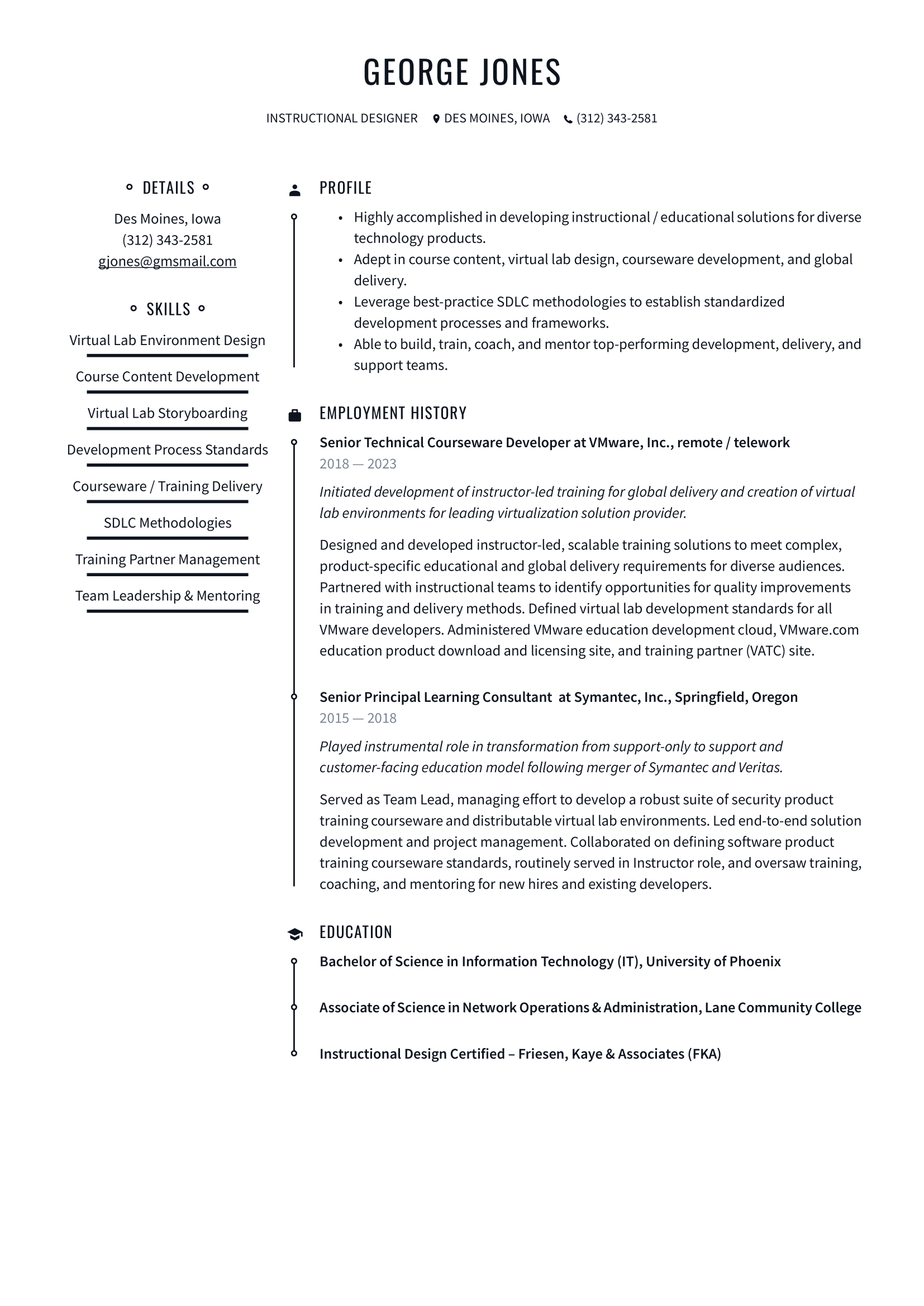 Instructional Designer Resume Example & Writing Guide