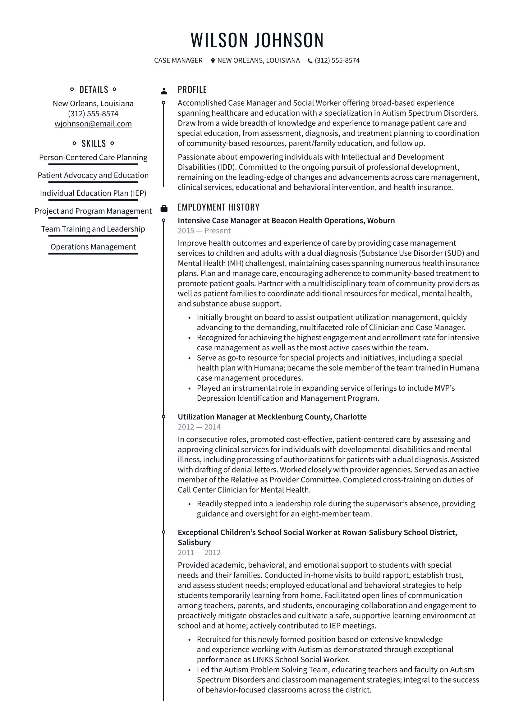 Case Manager Resume Example & Writing Guide